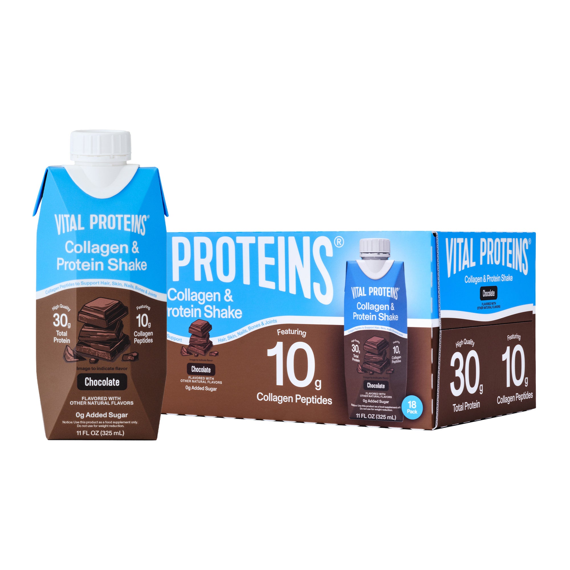 VITAL PROTEINS COLLAGEN PROTEIN 30G CHOCOLATE, 18-PACK