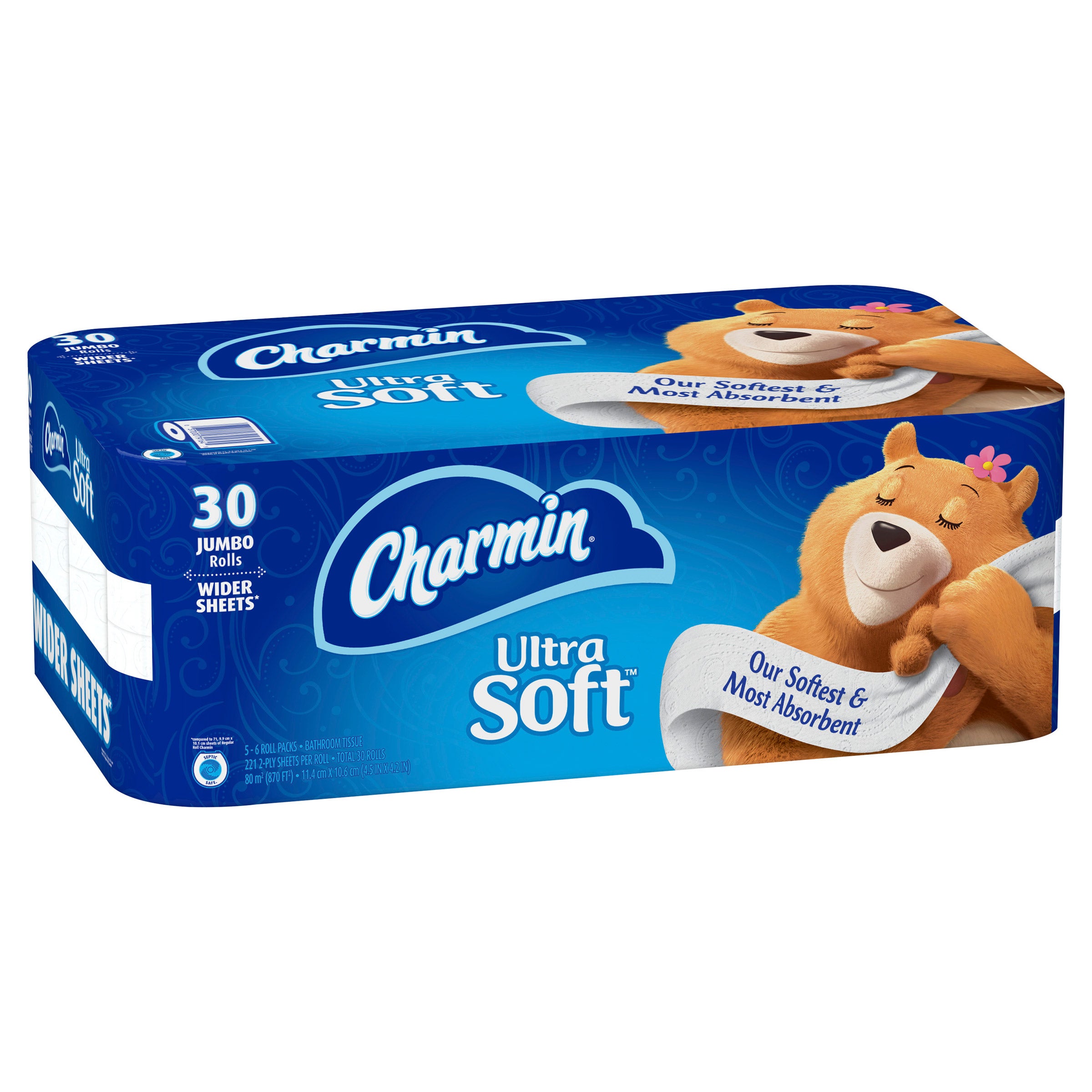 CHARMIN ULTRA SOFT 870 SQ FT 30 ROLLS / 221 SHEETS - Image 1