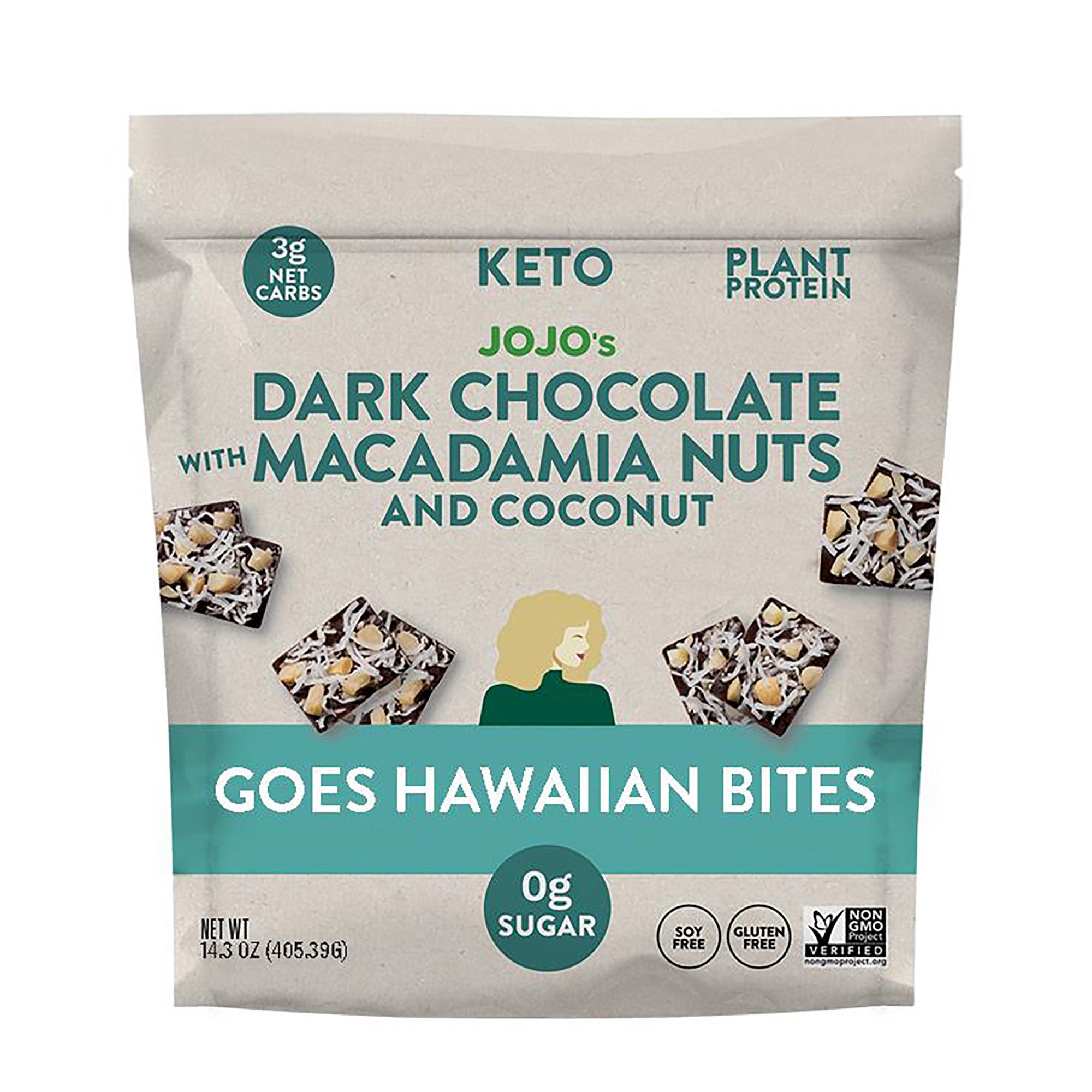 JOJO'S DARK CHOCOLATE HAWAIIAN BITES 14.3OZ