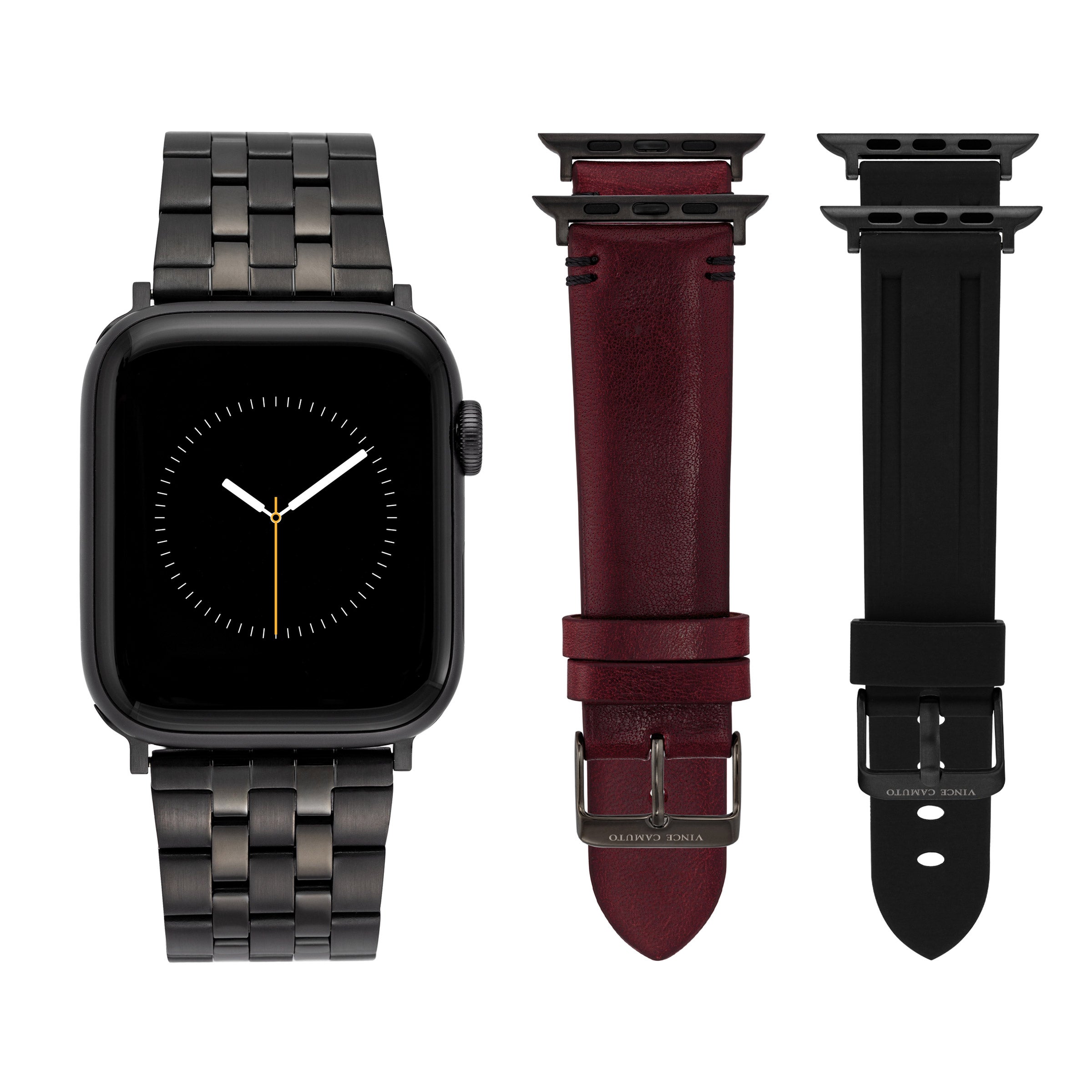 VINCE CAMUTO PROSPECT PLACE APPLE WATCH BAND SET BLACK/BURGUNDY - Image 1