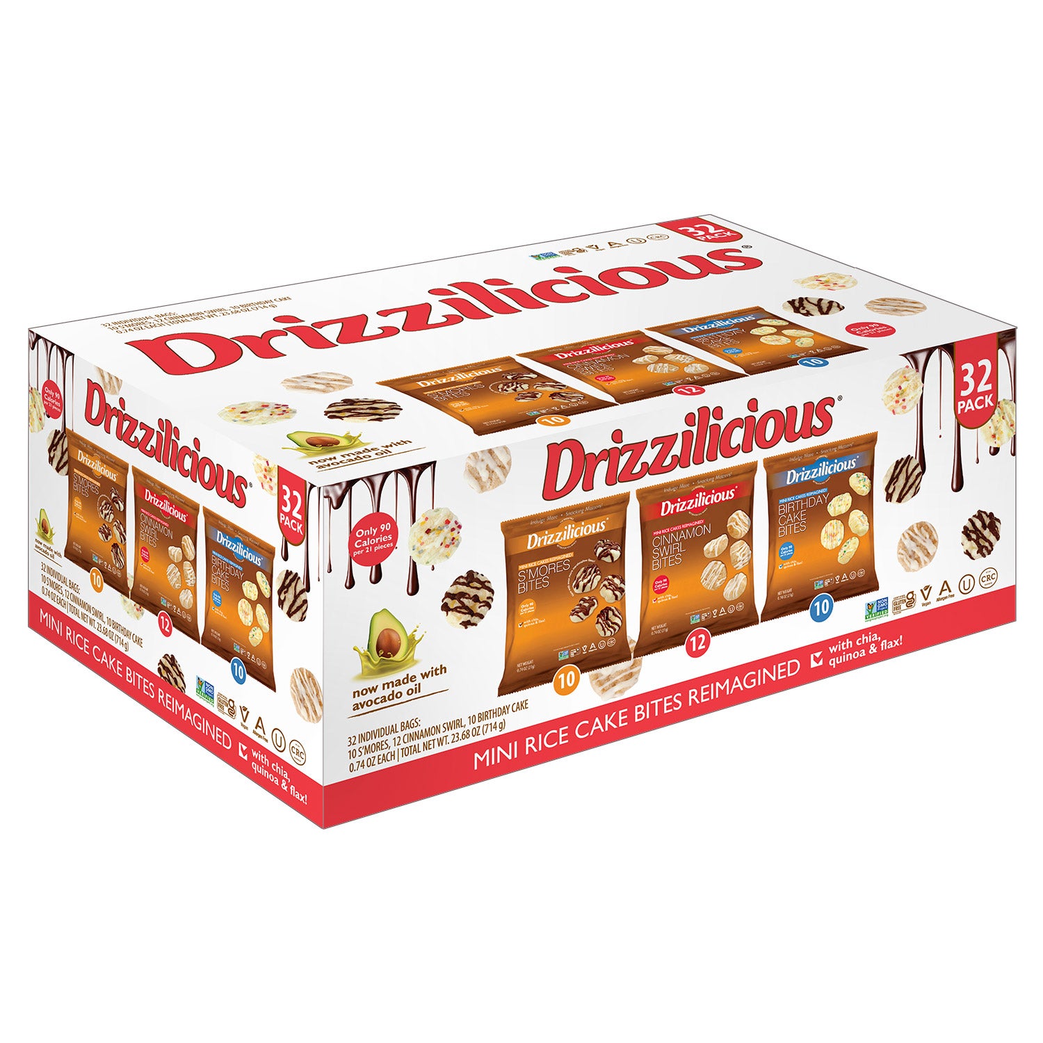 DRIZZILICIOUS MINI RICE CAKES BITES 32/0.74 OZ (2.81LBS)