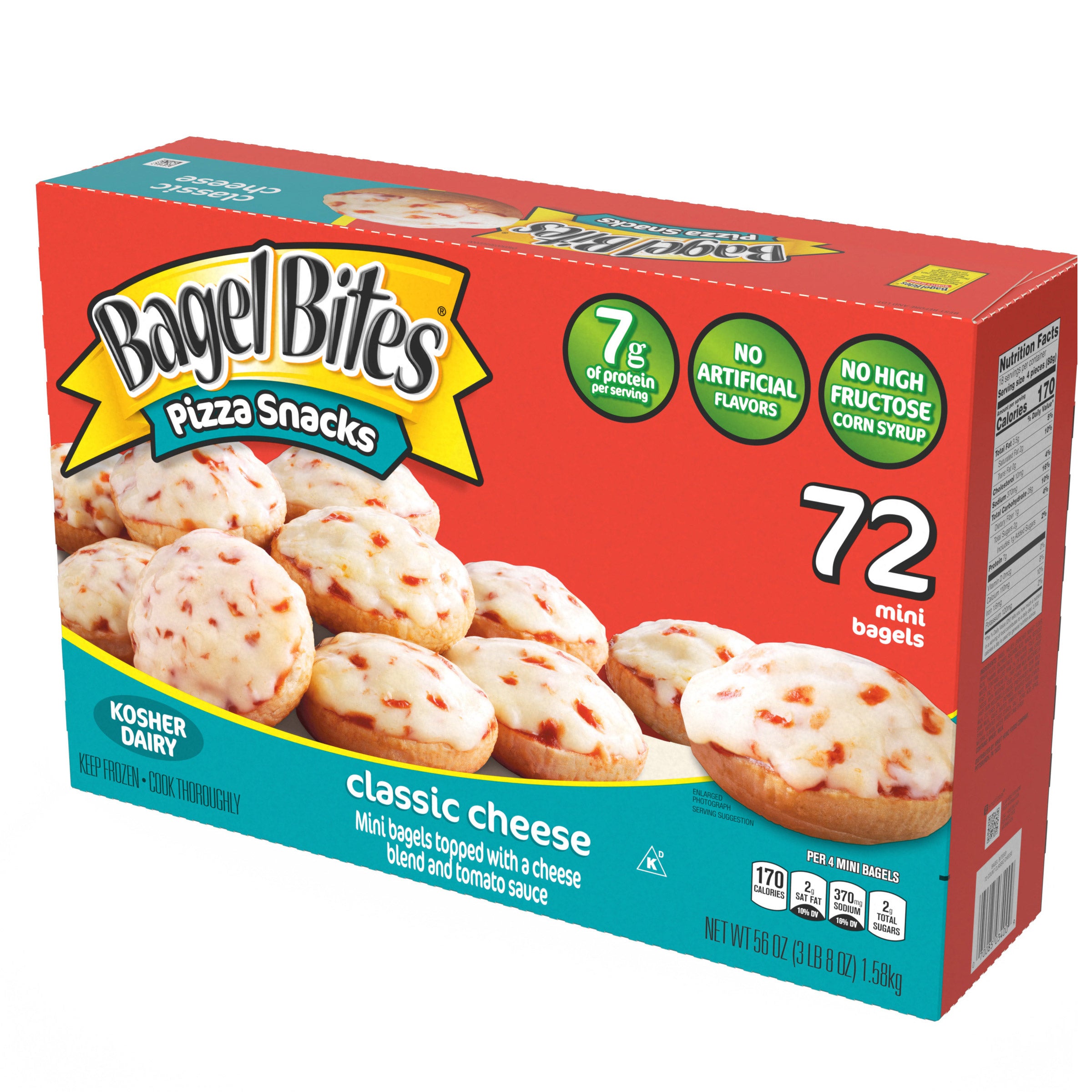BAGEL BITES CHEESE PIZZA SNACKS 72 CT (3.5 LBS) - Image 1