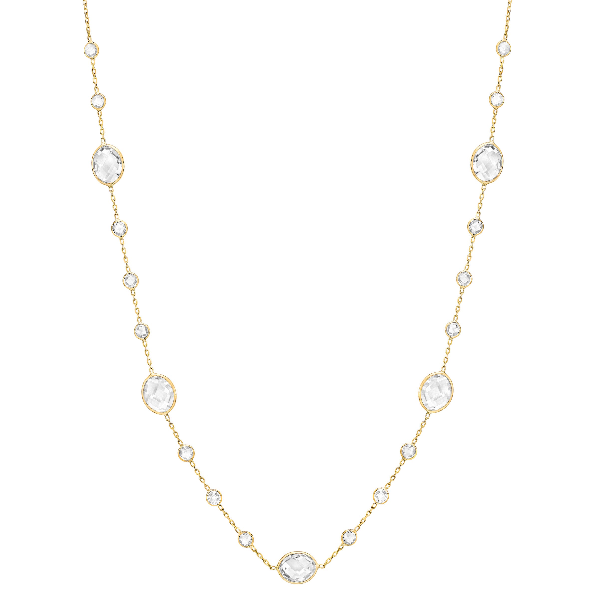 14KT YELLOW GOLD WHITE TOPAZ NECKLACE 20¨ - Image 1