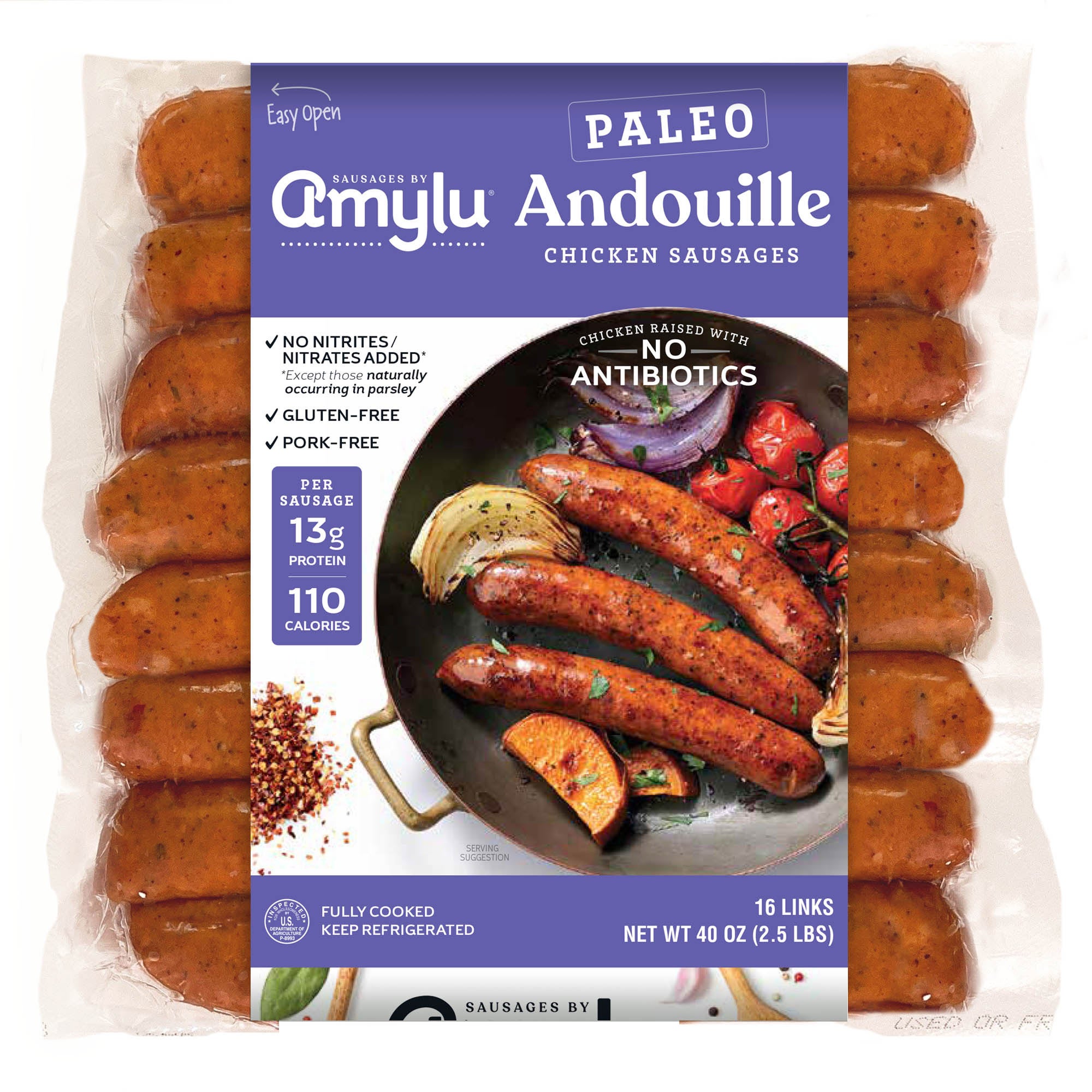 AMYLU ANDOUILLE SAUSAGE 40 OUNCE PACKAGE