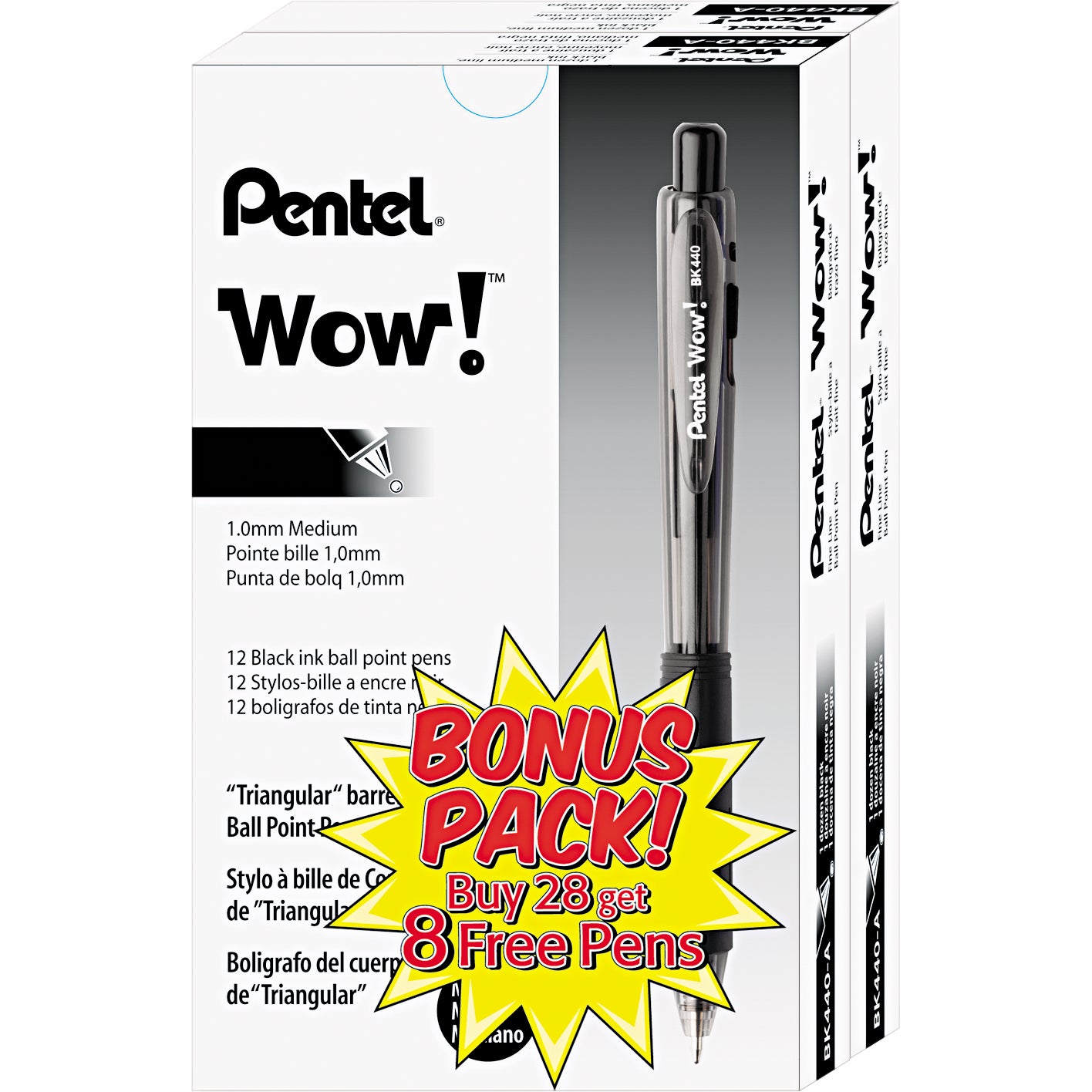 PENTEL WOW BALLPOINT PEN 36CT PENBK440ASWUS BLK - Image 1