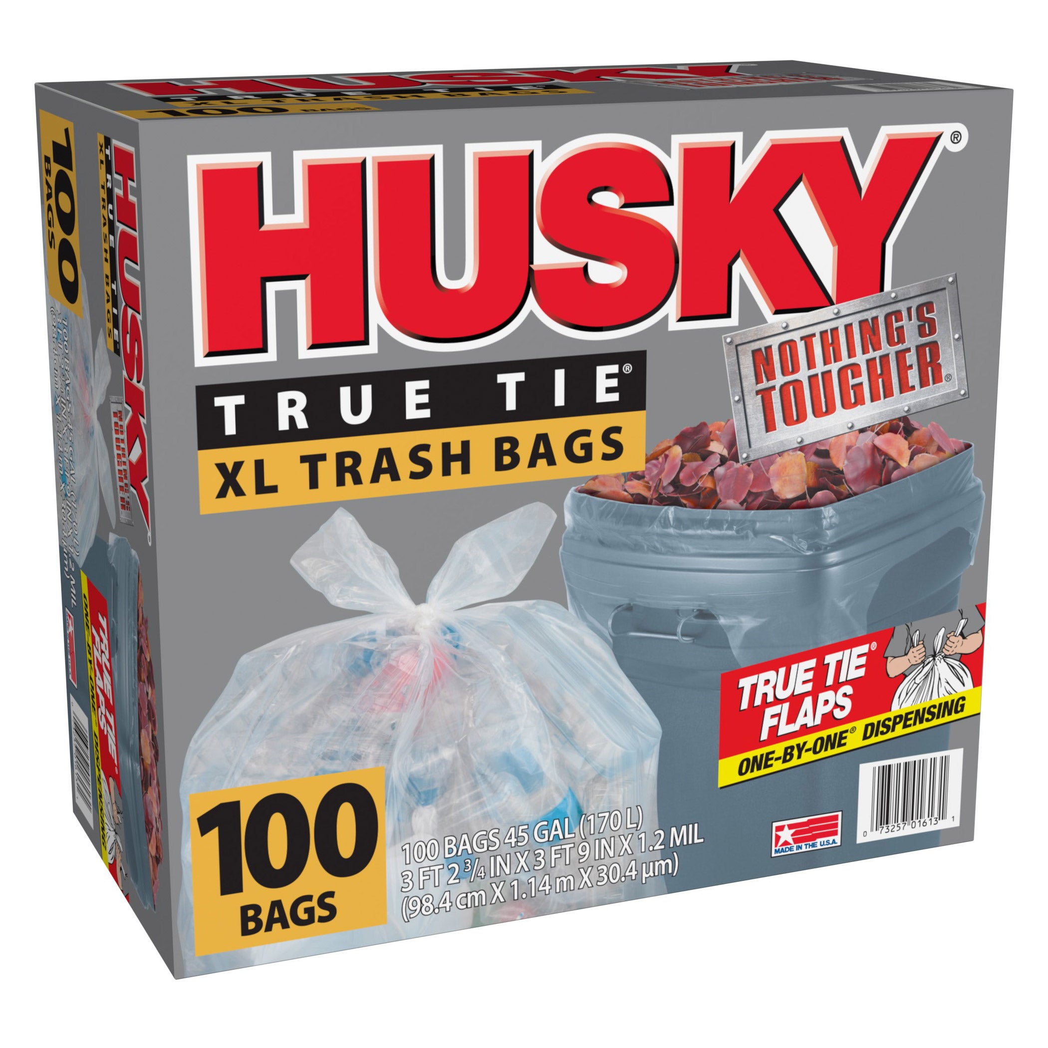 HUSKY CLEAR TRASH BAGS 100/45 GAL
