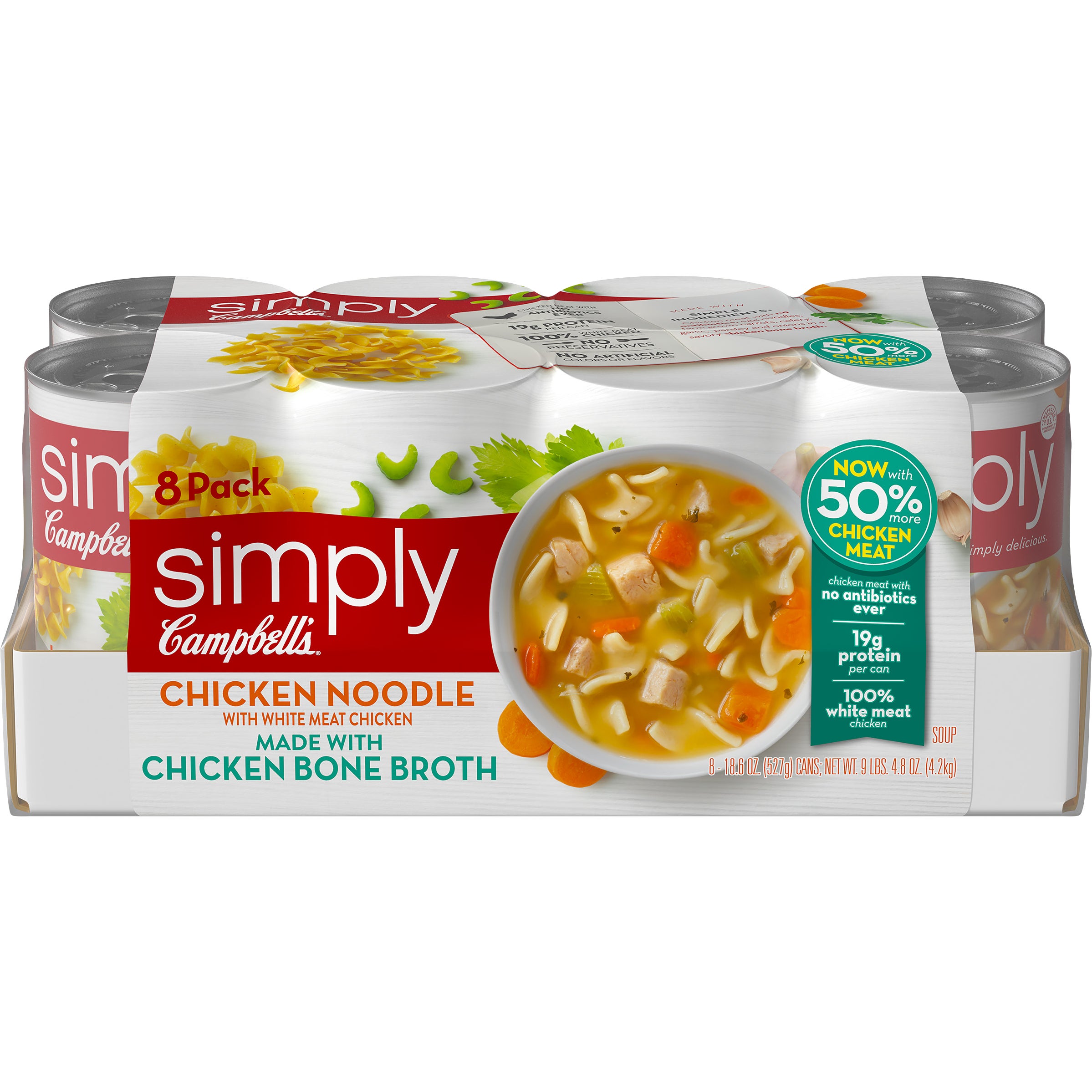 CAMPBELL'S SIMPLY CHICKEN NOODLE 8 CANS 19 OUNCES EACH - Image 1