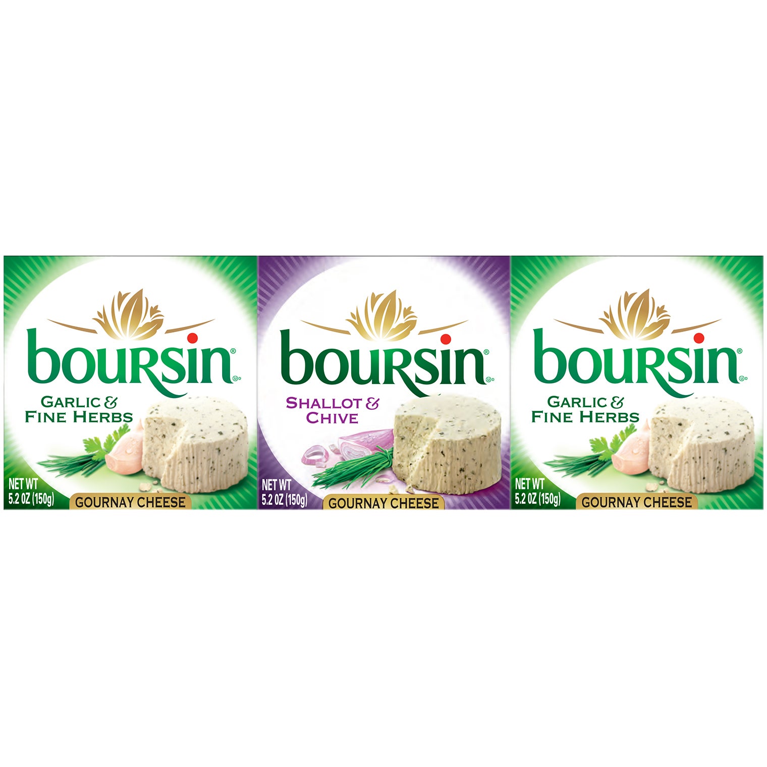 BOURSIN CHEESE VARIETY PACK 3/5.3 OUNCE PACKAGES - Image 1