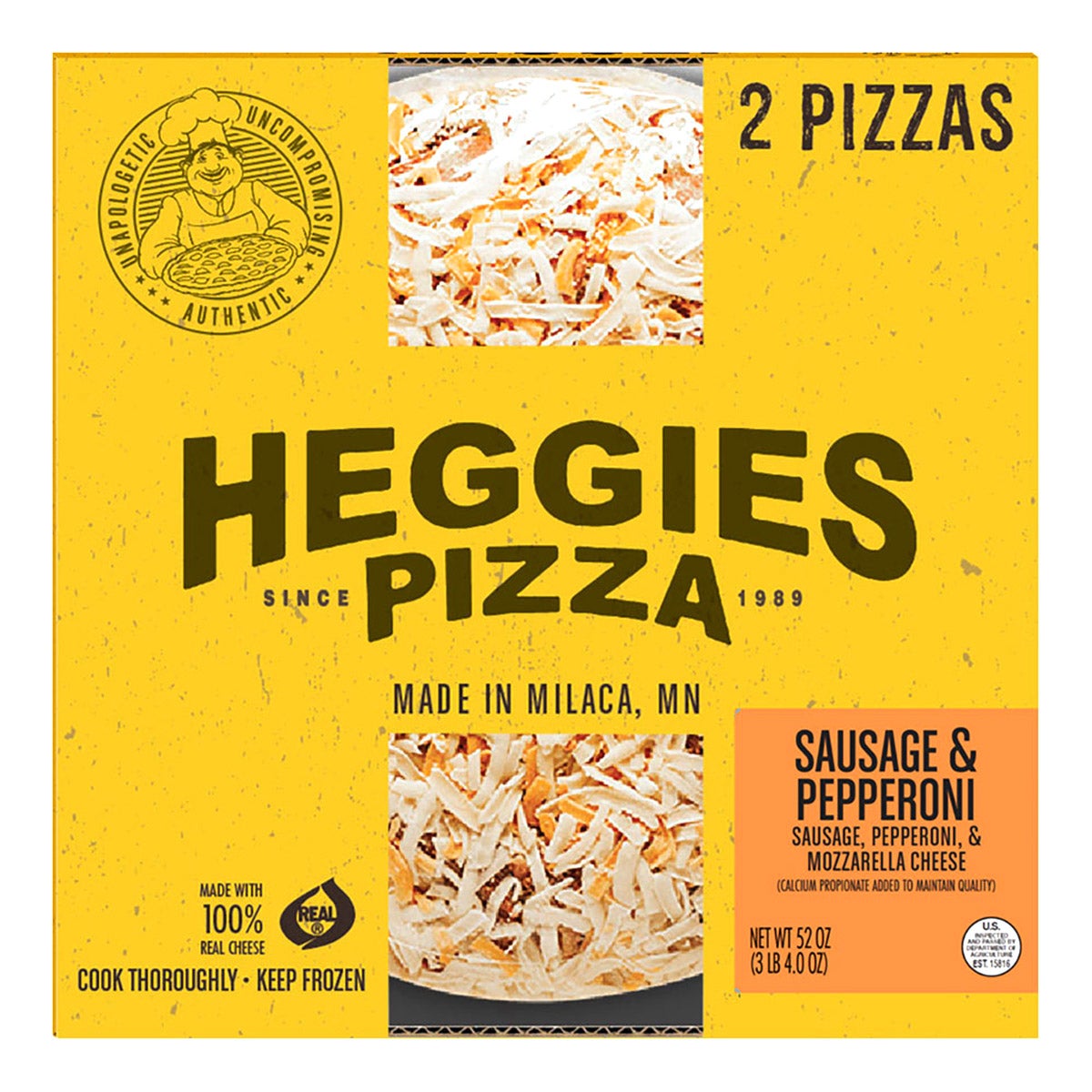 HEGGIES PIZZA SAUSAGE & PEPPERONI 2 COUNT BOX - Image 1