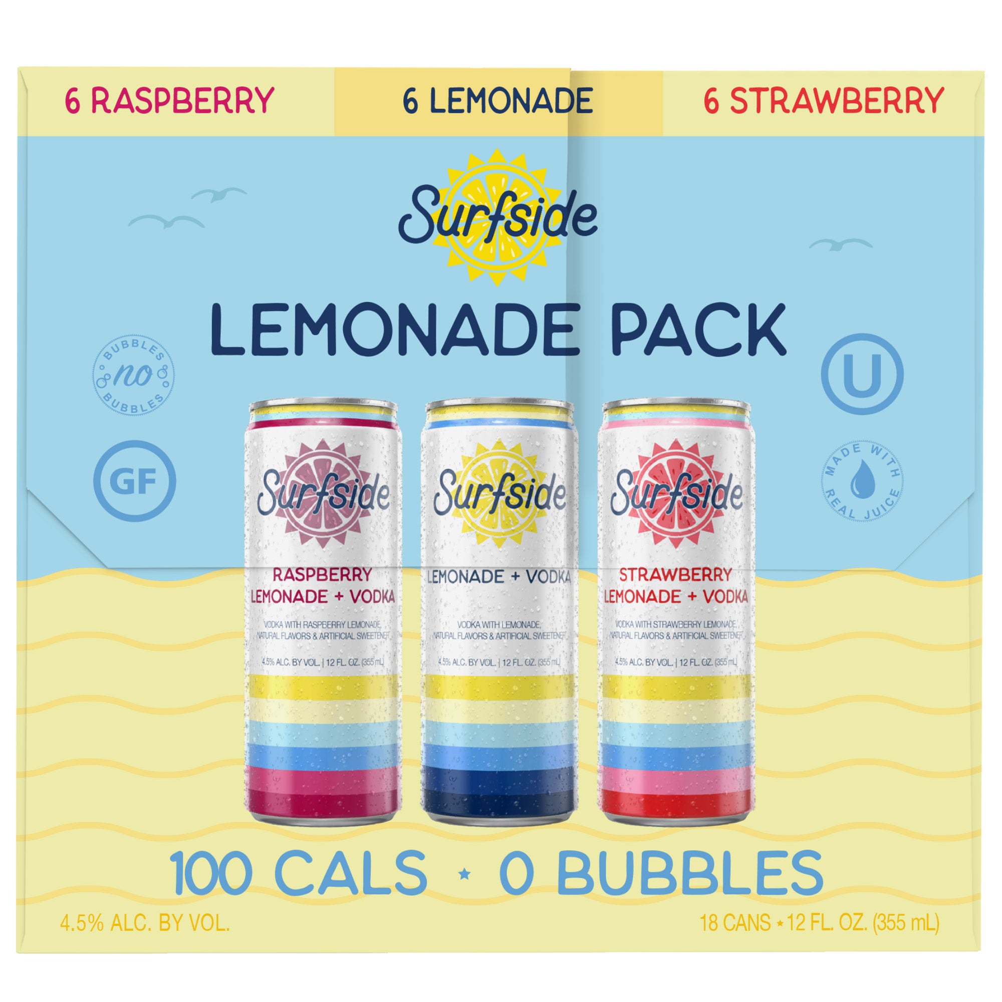 SURFSIDE VODKA LEMONADE VARIETY 18/12OZ CANS - Image 1