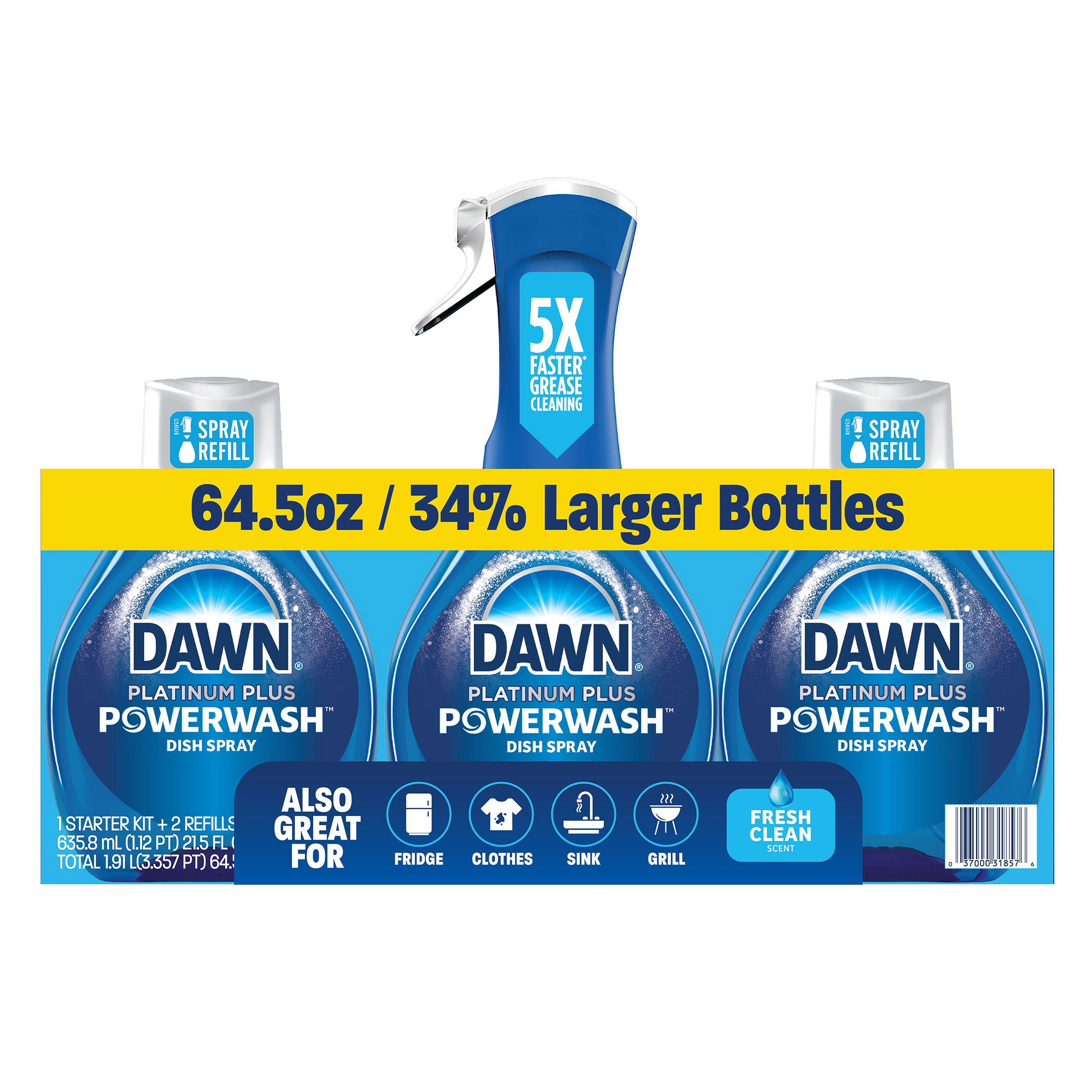DAWN PLATINUM POWER WASH DISH SPRAY 21.5 OZ + 43 OZ REFILL - Image 1