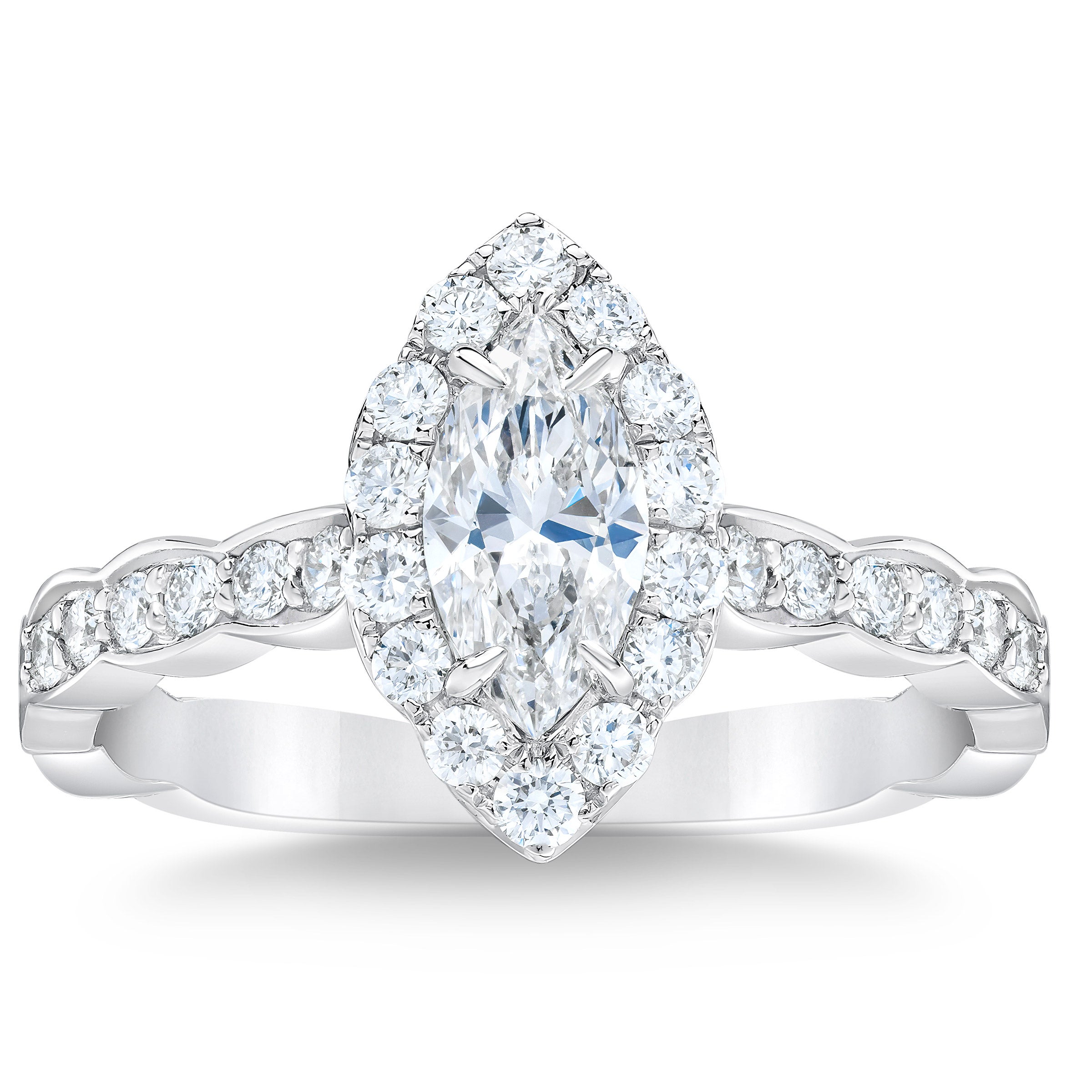 14KT WHITE GOLD VS2 I 1.22CTW MARQUISE & ROUND DIAMOND RING - Image 1