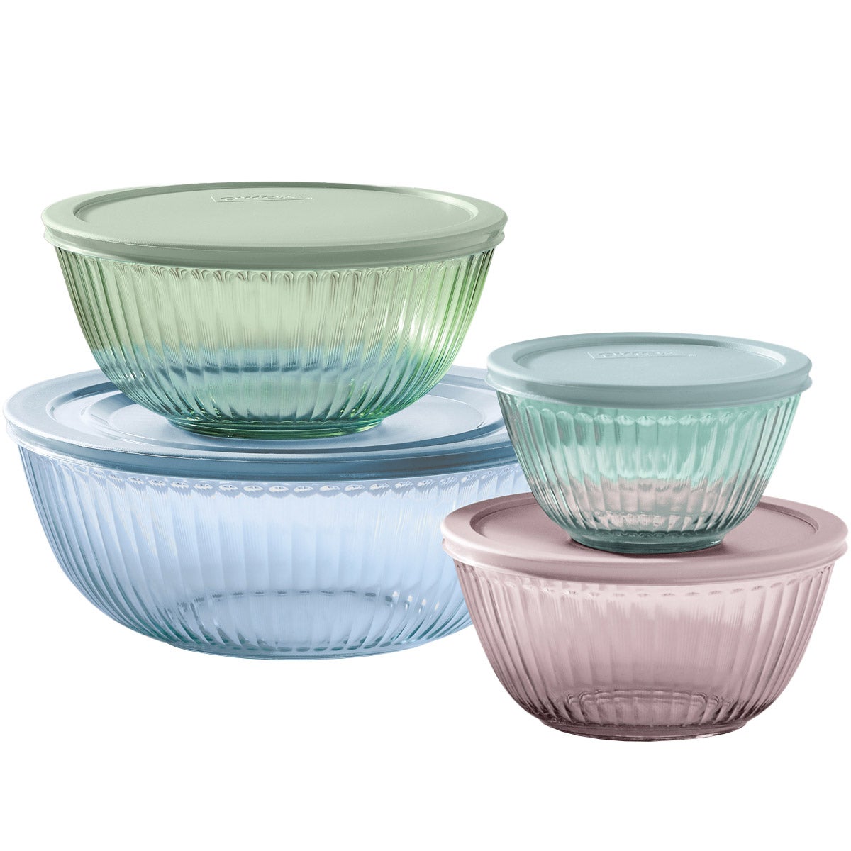 PYREX 8-PIECE COLORED GLASS MIXING BOWL SET