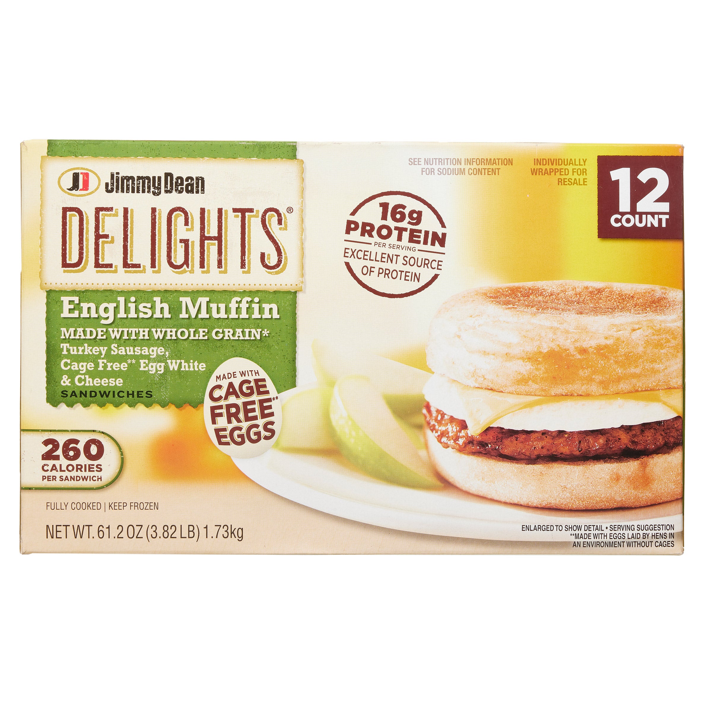 JIMMY DEAN DELIGHTS TURKEY SAUSAGE & EGG MUFFINS 12CT/61.2 OZ - Image 1