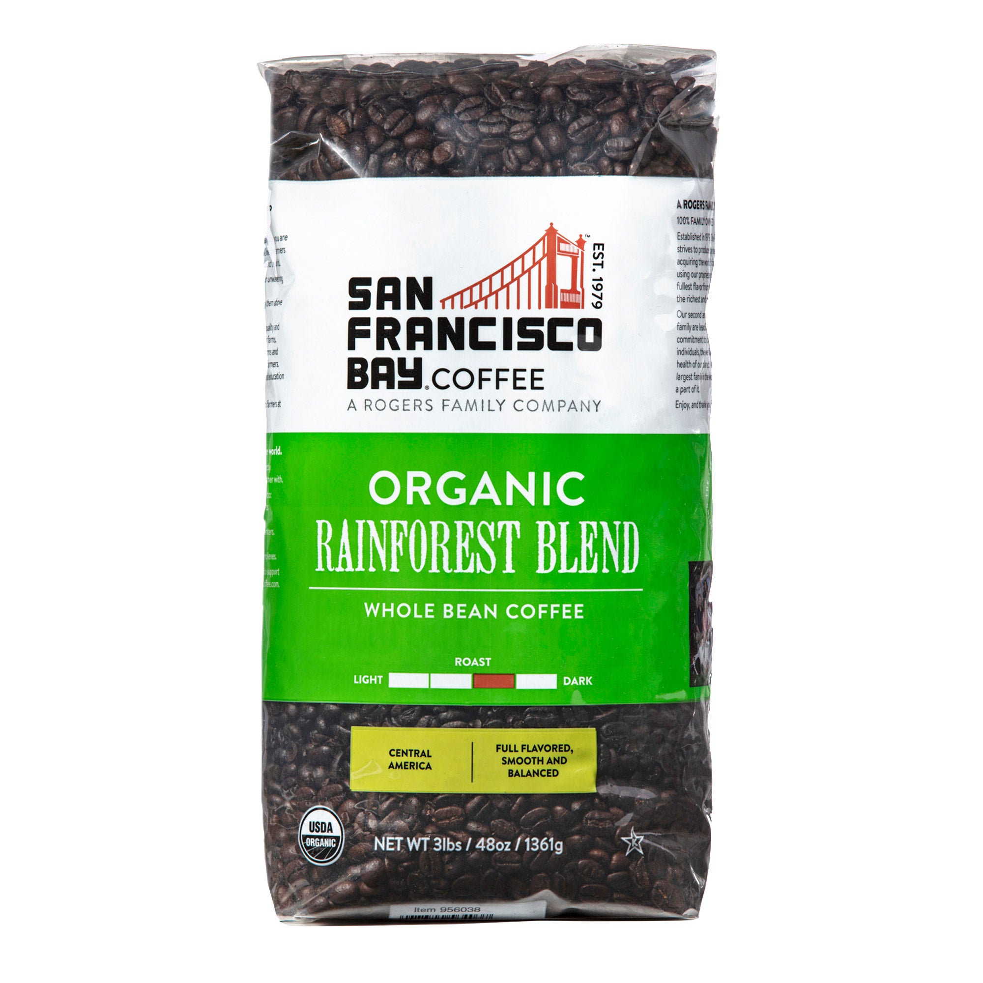 SAN FRANCISCO BAY ORGANIC RAINFOREST 3 LBS WHOLE BEAN