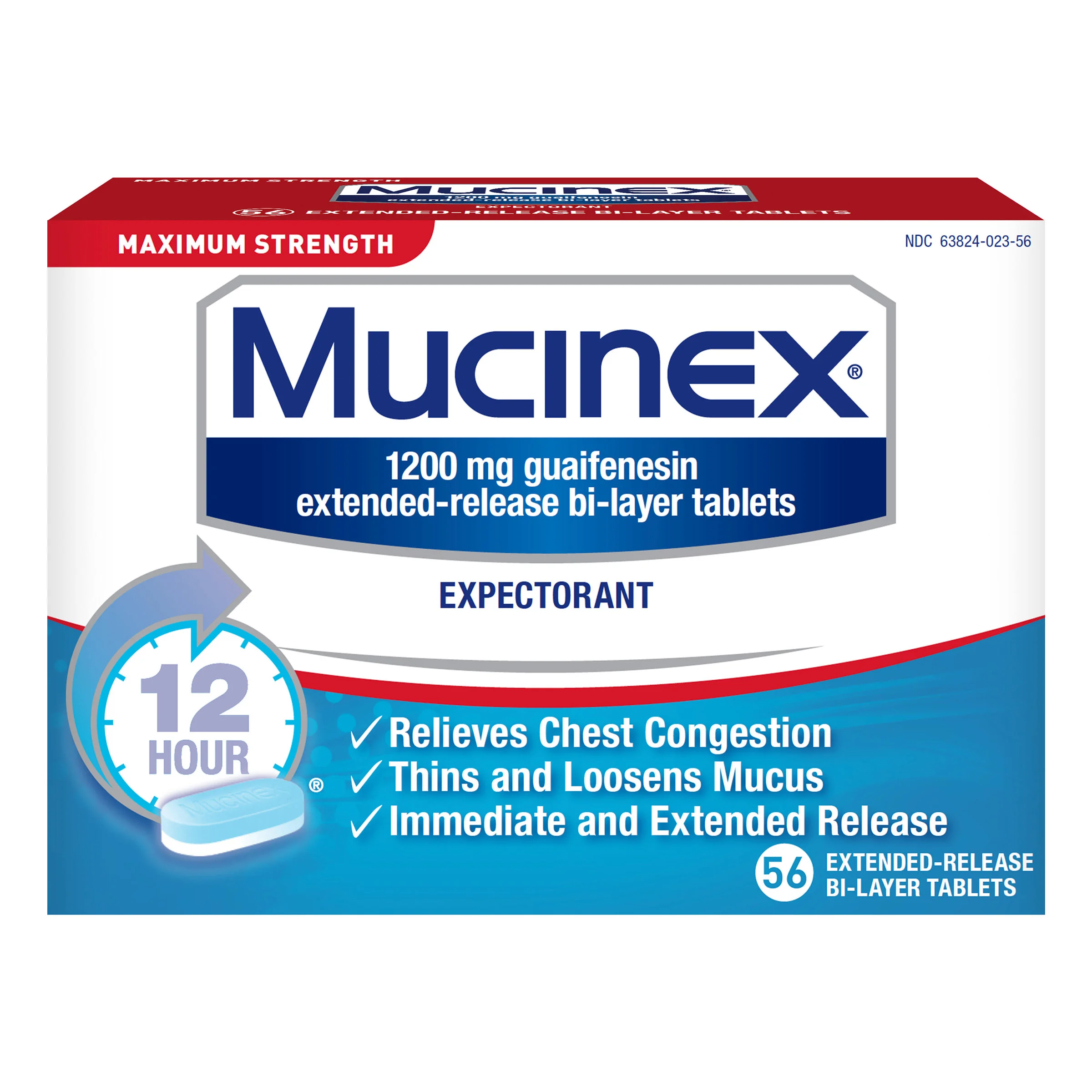 MUCINEX EXPECTORANT MAX STRENGTH 12HR 56CT - Image 1
