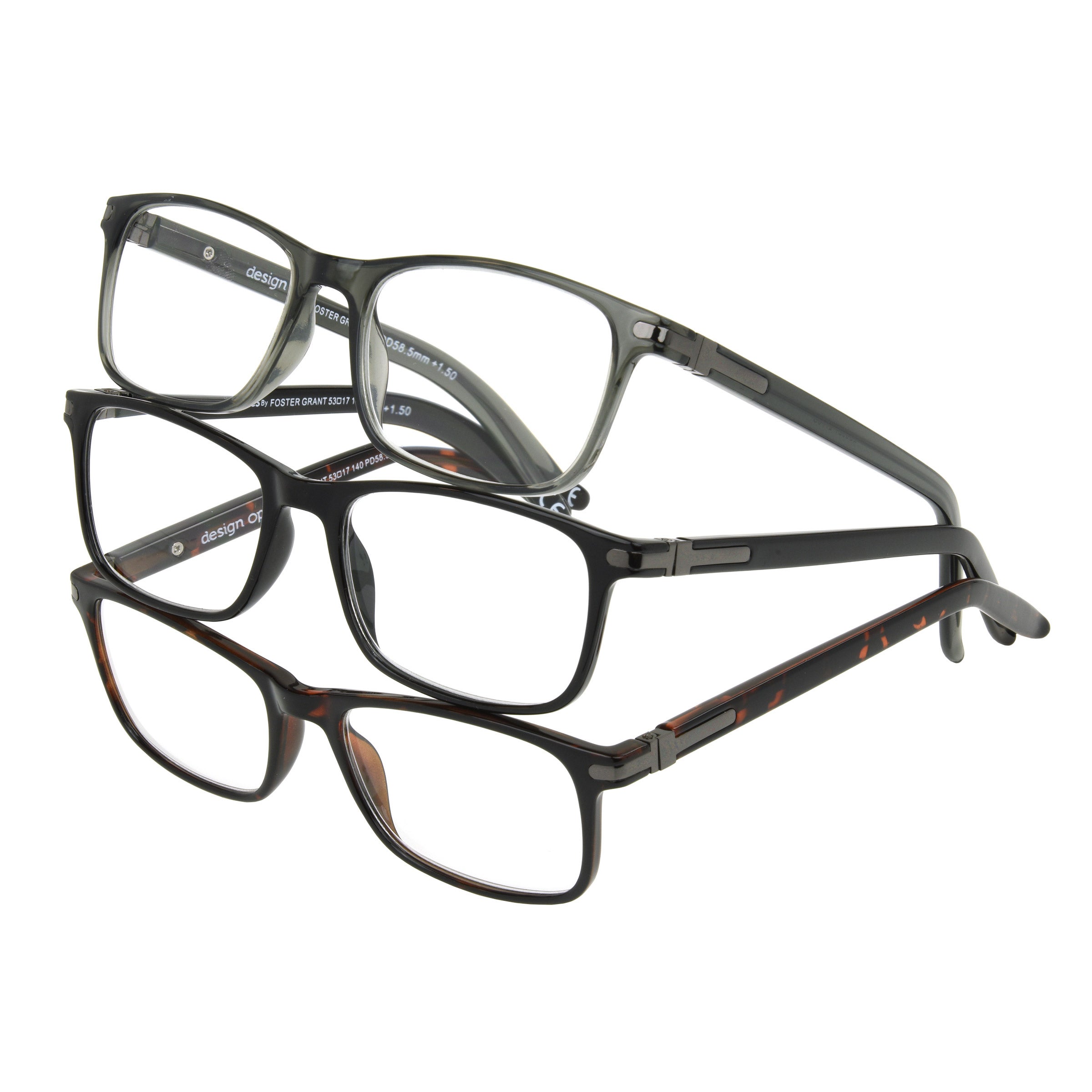 FOSTER GRANT DESIGN OPTICS 3 PK READING GLASSES