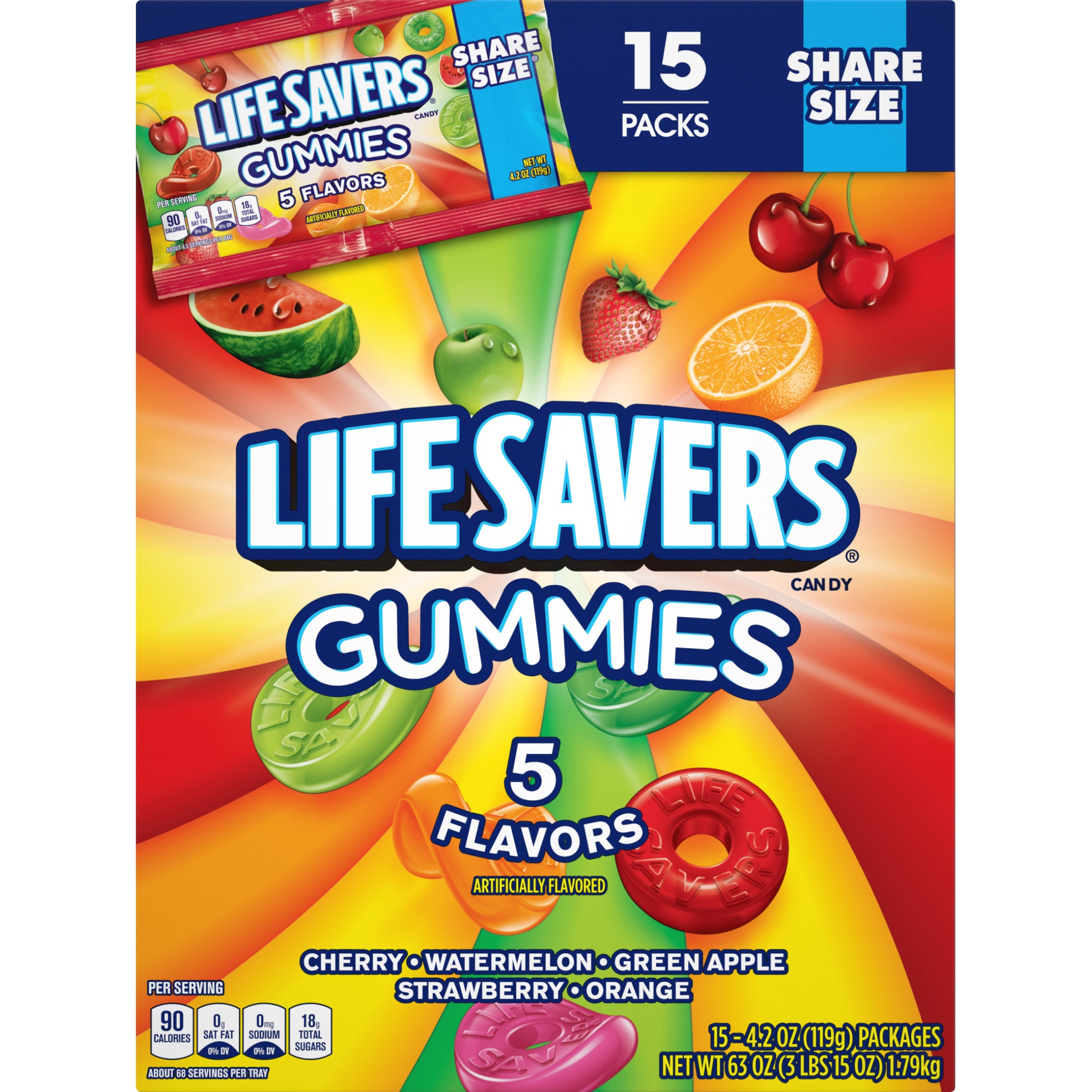 LIFE SAVERS GUMMIES 5 FLAVORS 15 CT/4.2 OZ