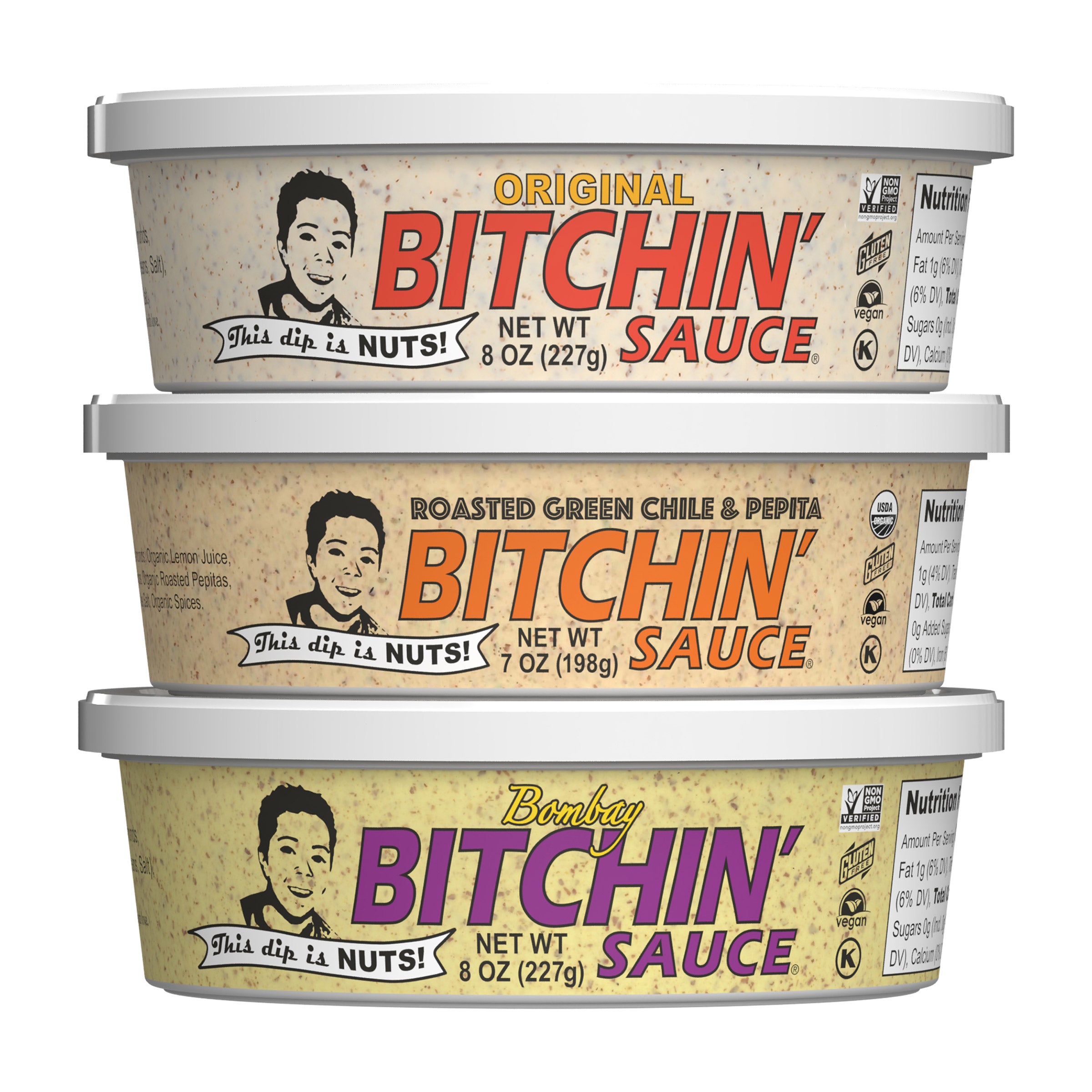 BITCHIN SAUCE BOMBAY,PEPITA,ORIGINAL 3 PACK 8 OUNCES EACH