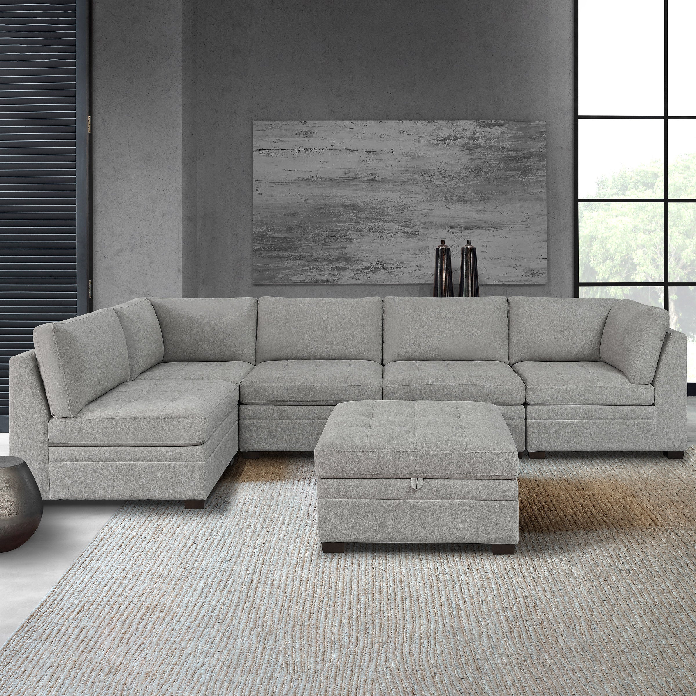 THOMASVILLE TISDALE 6PC FABRIC MODULAR SECTIONAL - Image 1