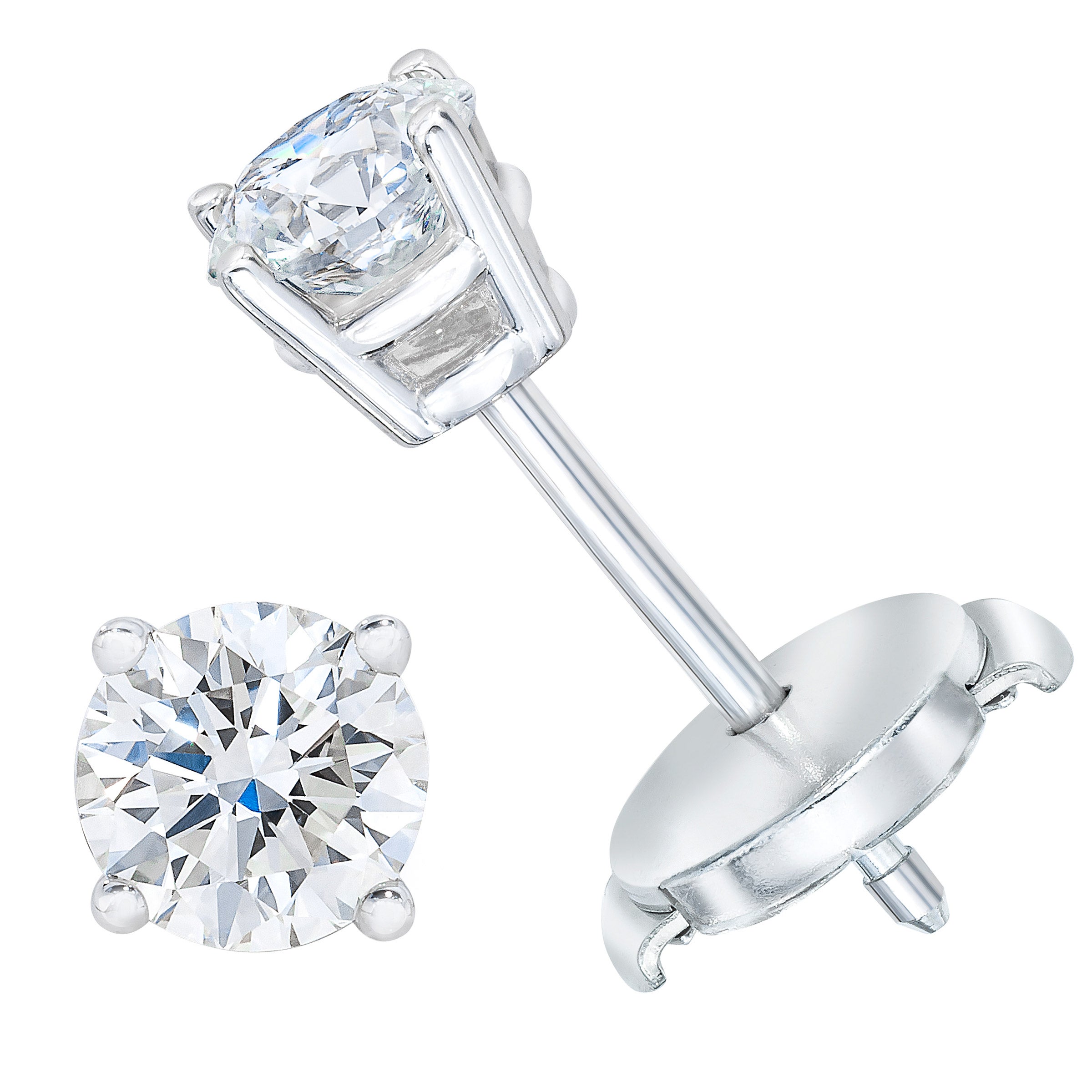 PLATINUM VS2 I 1.00CTW ROUND DIAMOND STUD EARRINGS - Image 1