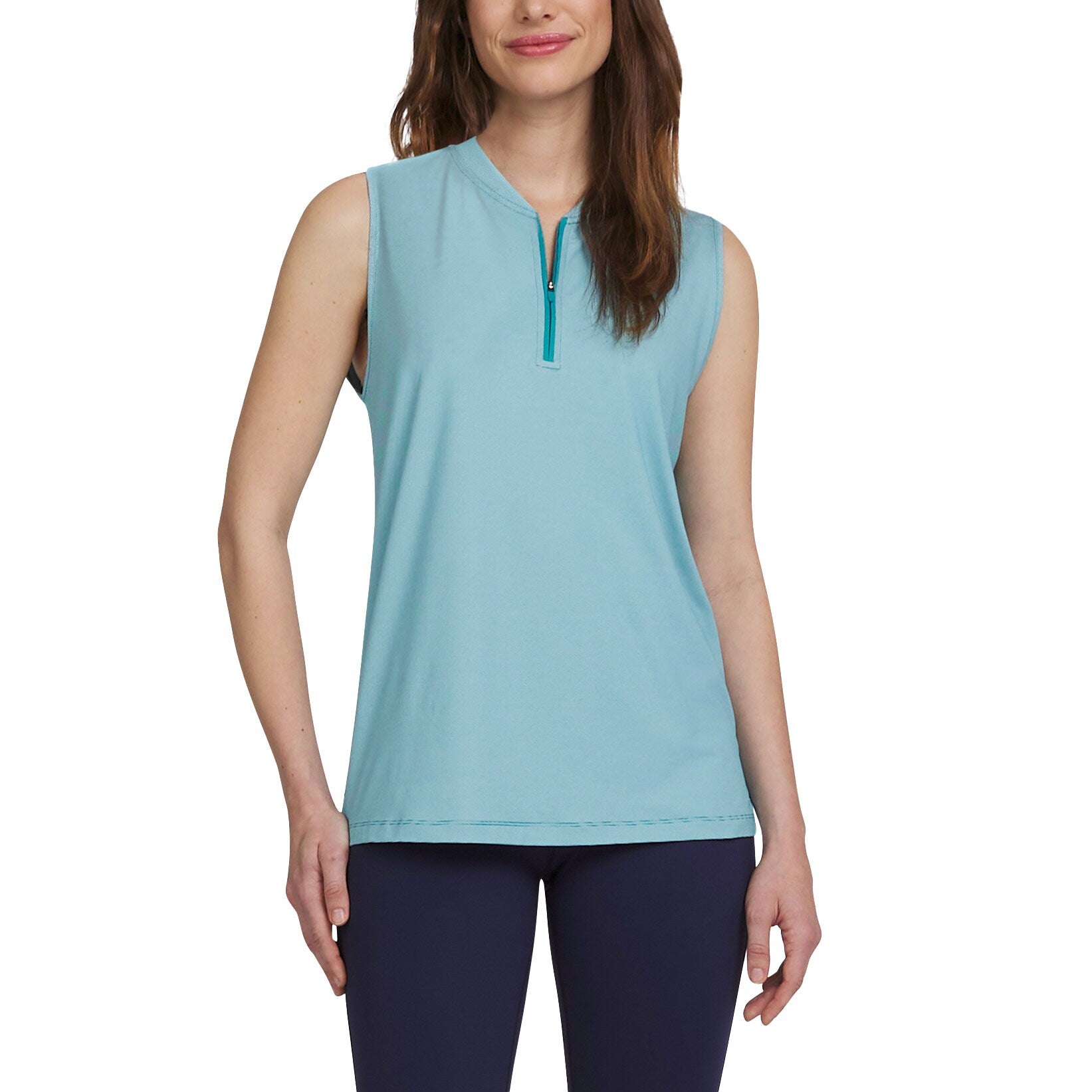LANDS' END LADIES' ACTIVE ZIP FRONT SLEEVELESS POLO