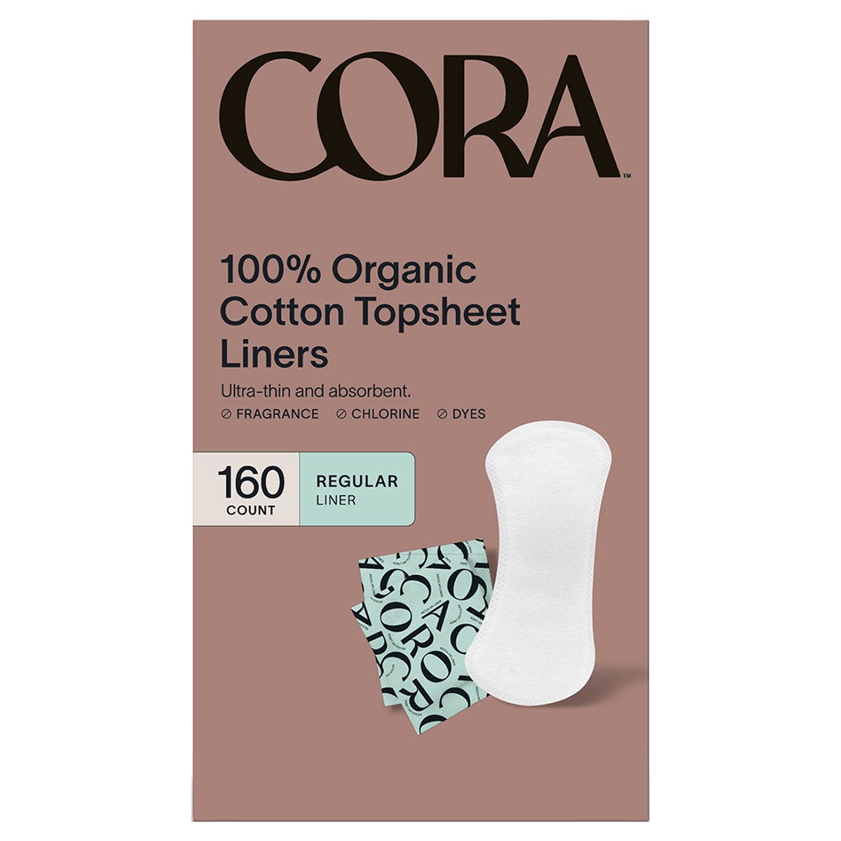 CORA ORGANIC COTTON TOPSHEET LINER, 160CT - Image 1