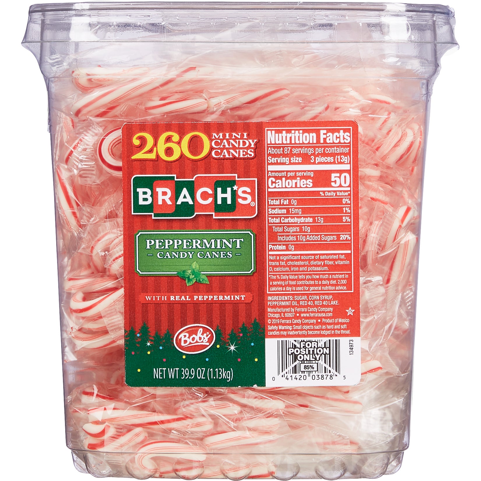 BRACH'S MINI CANDY CANE TUB 260 CT