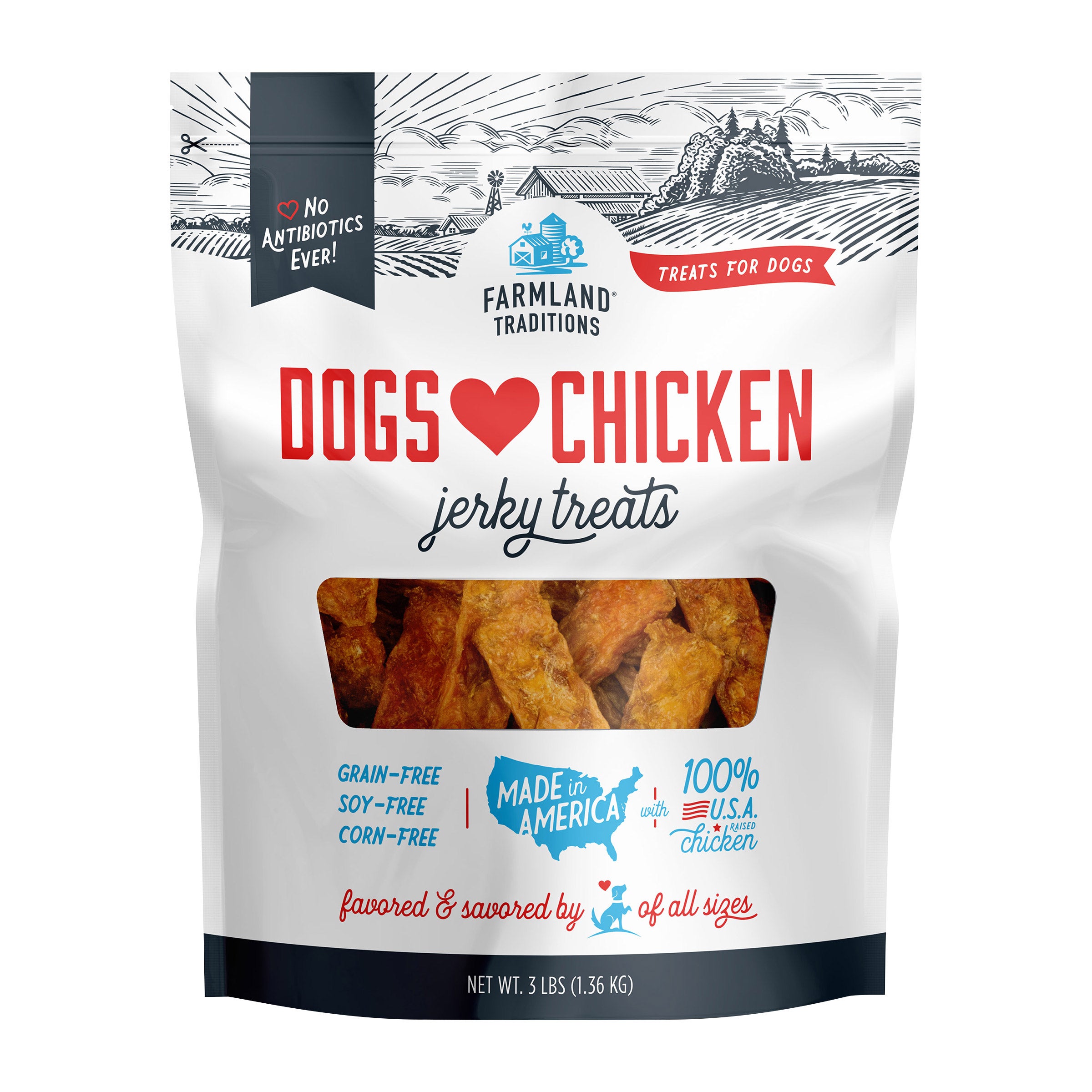 FARMLAND TRADITIONS NAE CHICKEN JERKY DOG TREAT 48 OZ