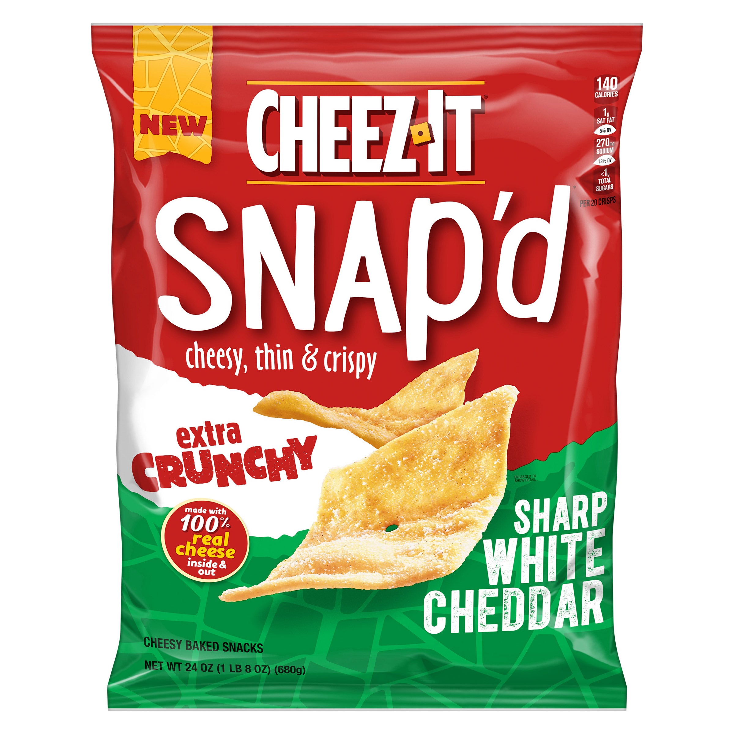 CHEEZ IT SNAP'D WHITE CHEDDAR 24 OUNCE BAG