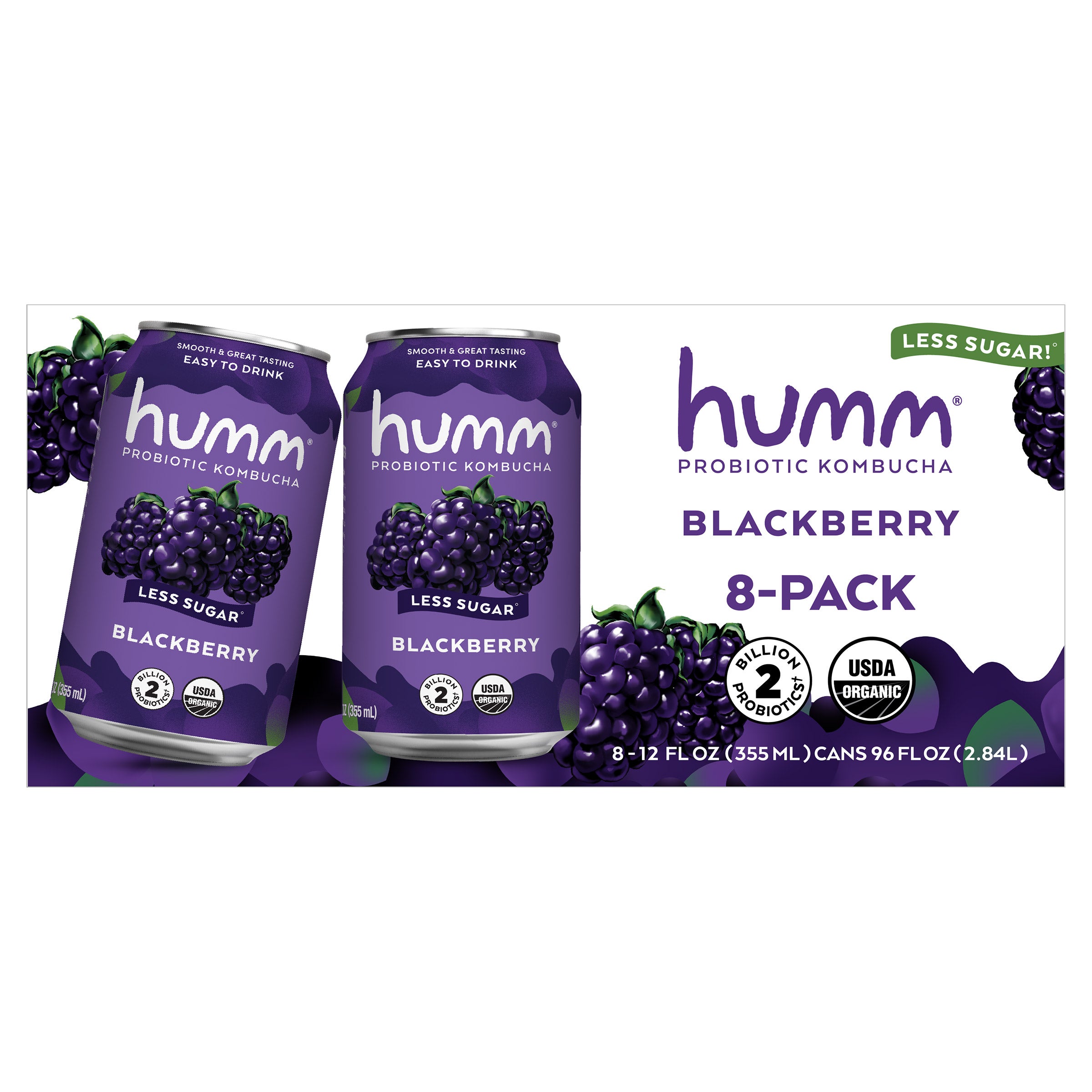 HUMM ORGANIC BLACKBERRY KOMBUCHA 8/12 OZ