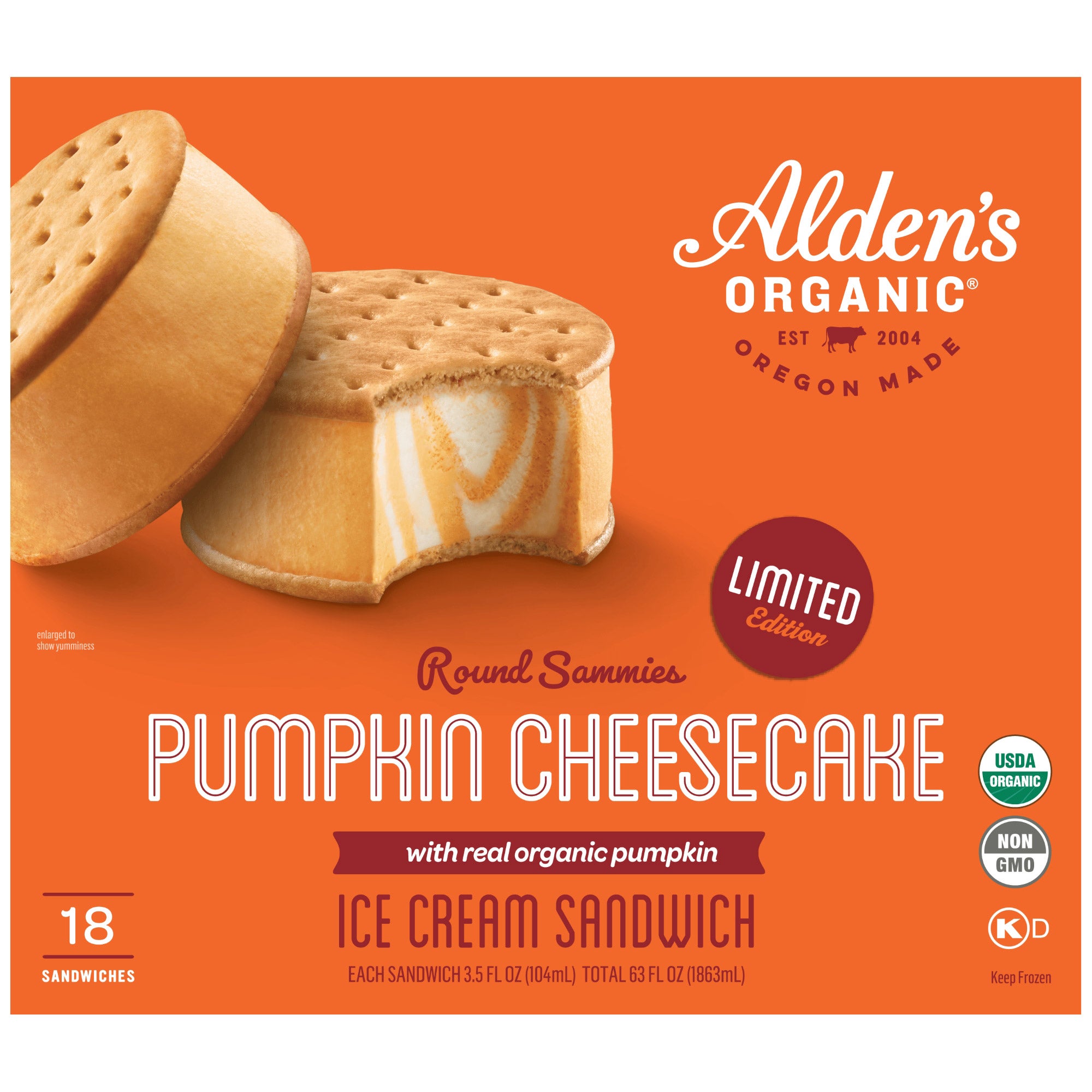 ALDEN'S ORGANIC PUMPKIN SAMMIES 18 CT