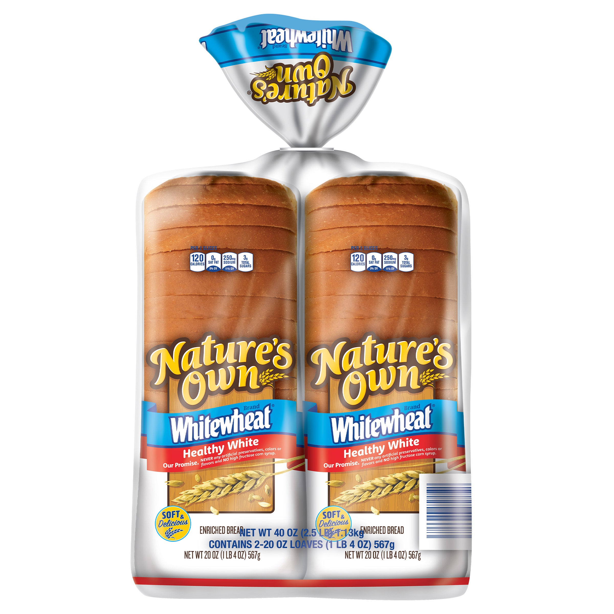 NATURE'S OWN WHITEWHEAT BREAD 2/20 OZ