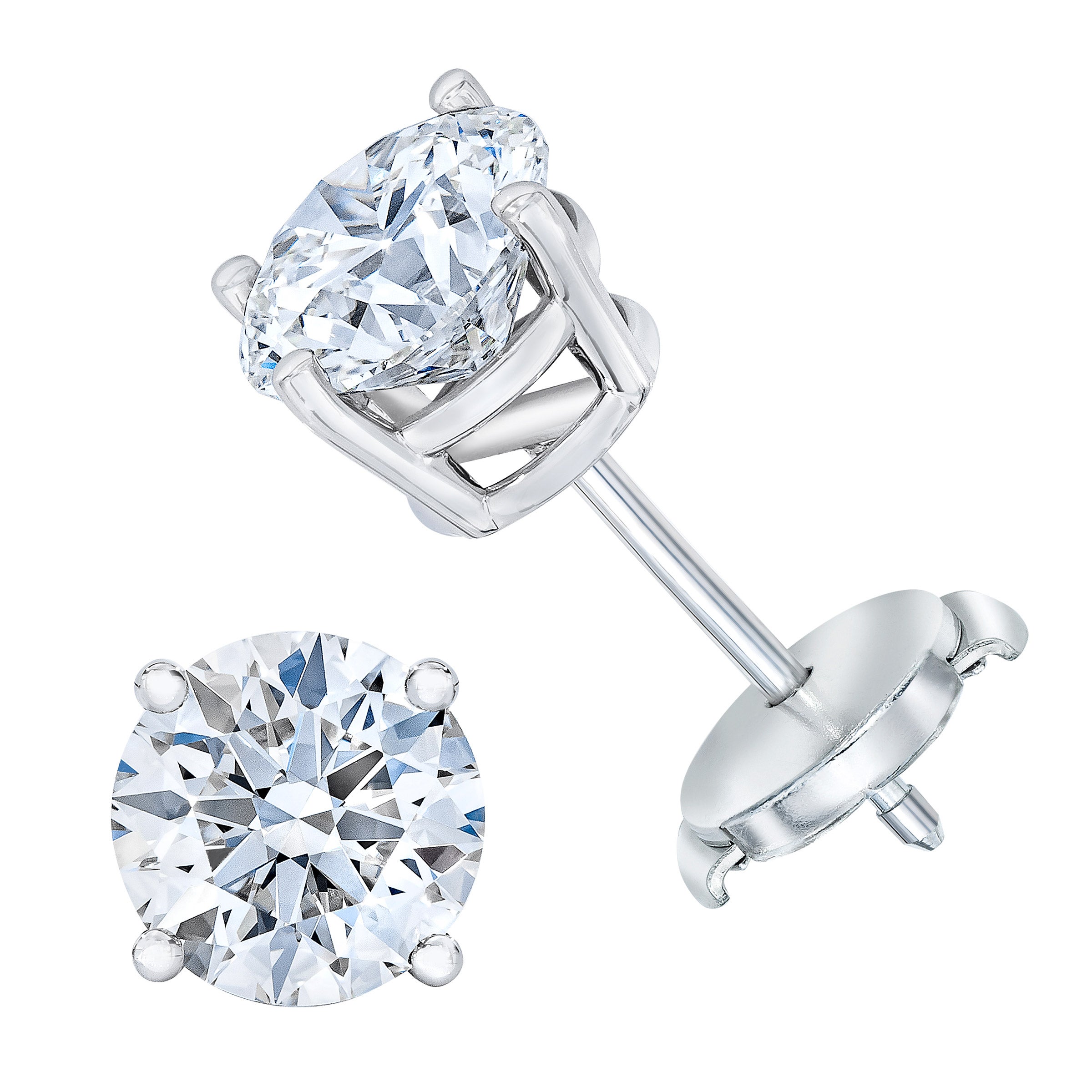 2.40CTW ROUND DIAMOND PLATINUM STUD EARRINGS VS2 CLARITY "I" COLOR