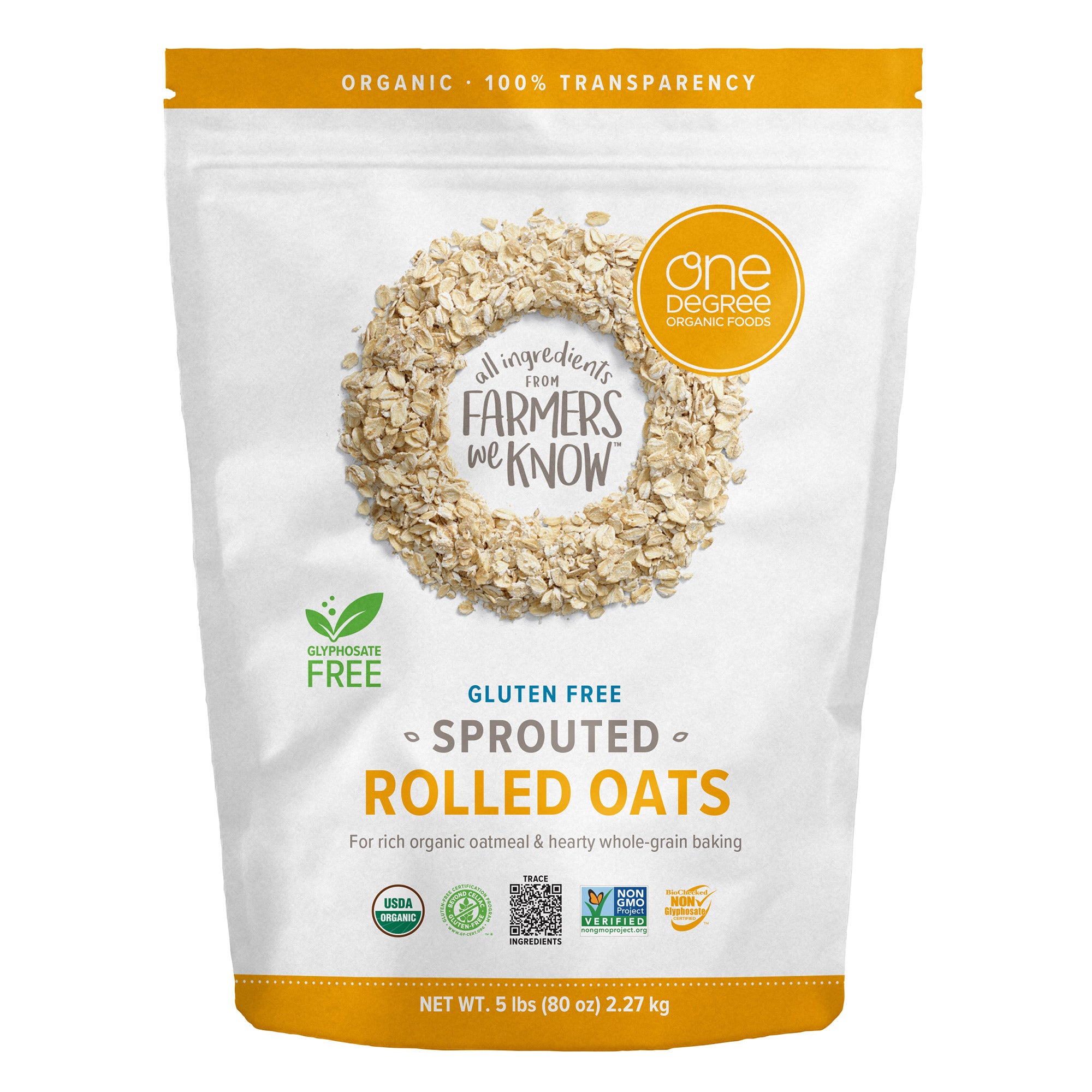 ONE DEGREE GF ORGANIC ROLLED OATS 80 OZ - Image 1