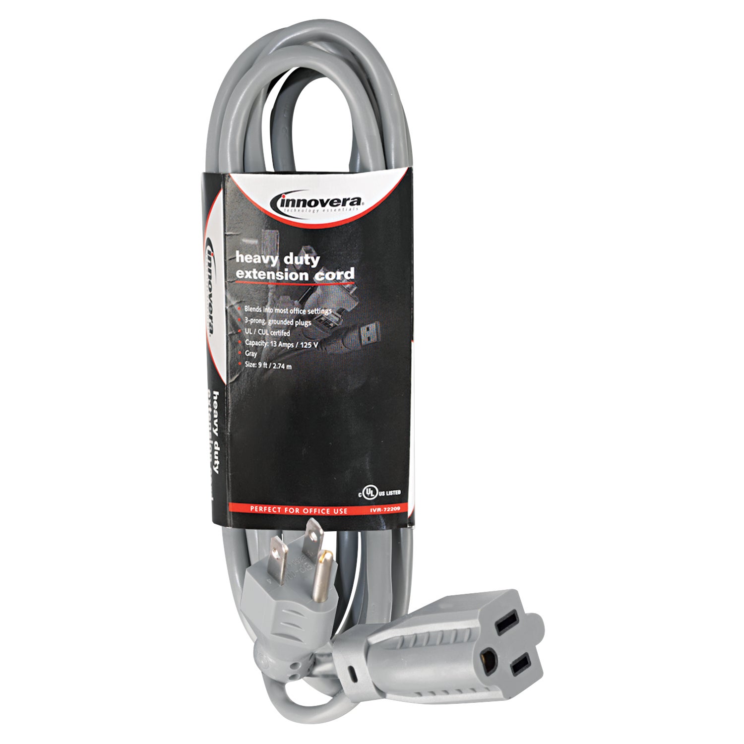 INNOVERA 9' GRAY EXTENSION CORD IVR72209 - Image 1