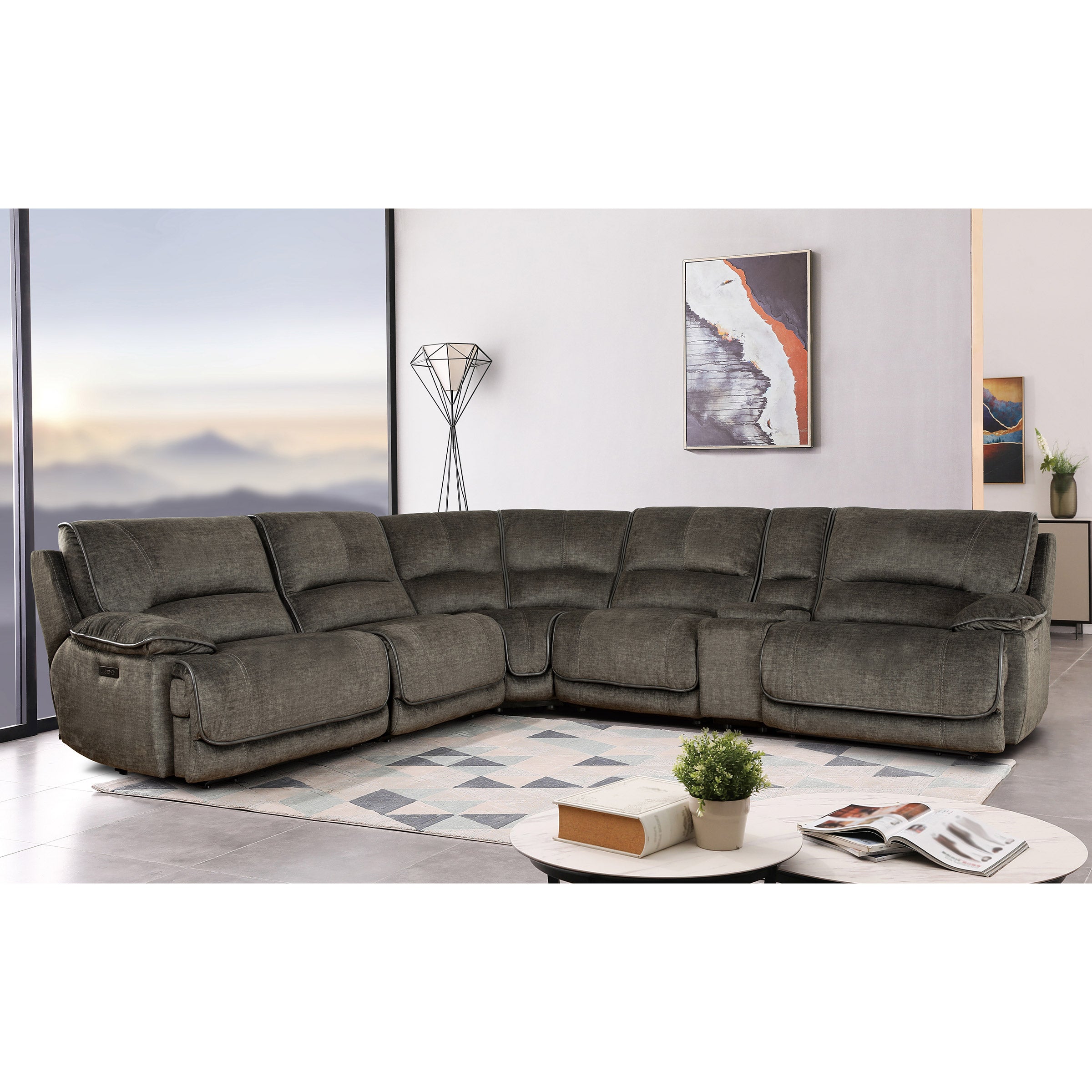 FABRIC POWER RECLINING SECTIONAL W/POWER HEADREST