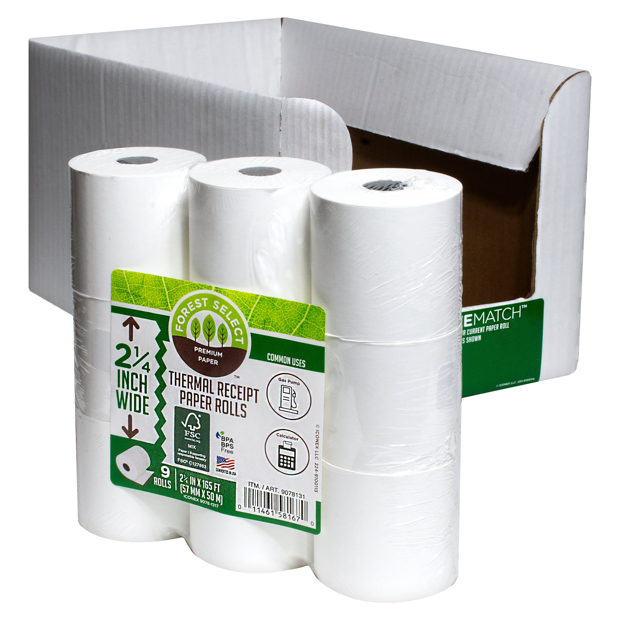 PHENOL FREE THERMAL ROLLS 2-1/4¨ X 165' 9-COUNT