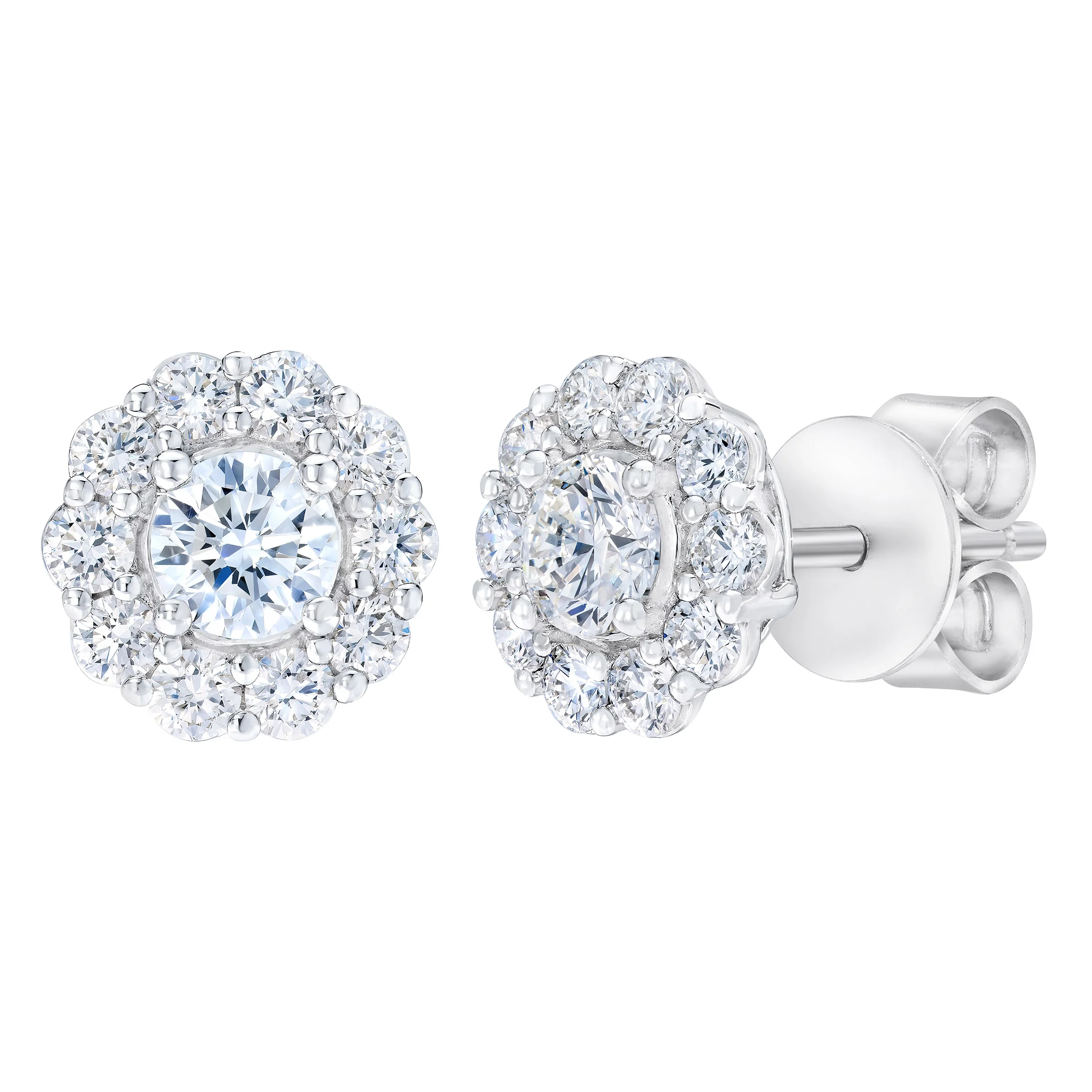 14KT WHITE GOLD VS2 I 1.00CTW ROUND DIAMOND EARRINGS - Image 1