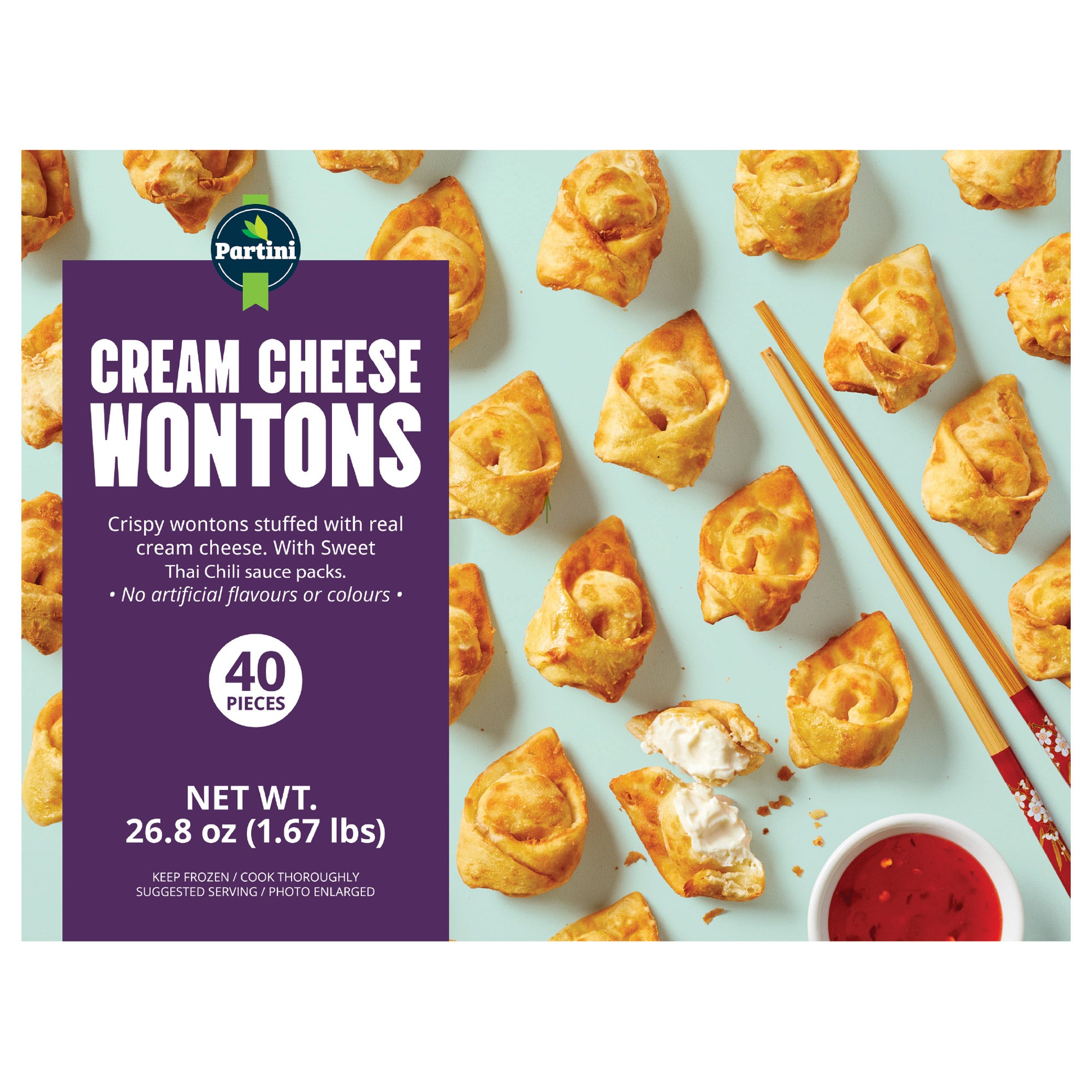 PARTINI CREAM CHEESE WONTONS 26.8 OUNCE PACKAGE - Image 1