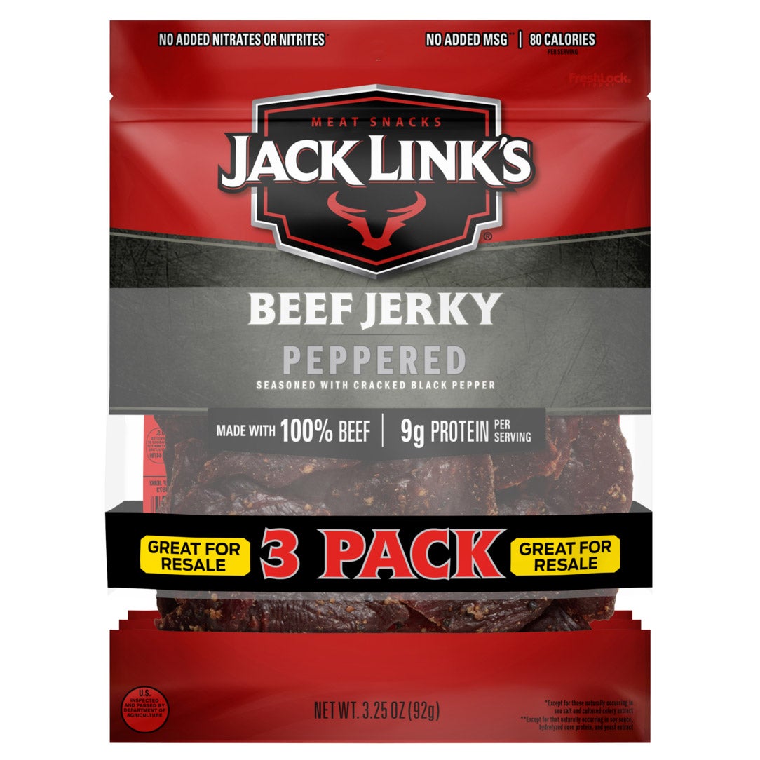 JACK LINK'S PEPPERED BEEF JERKY 3 CT/3.25 OZ - Image 1