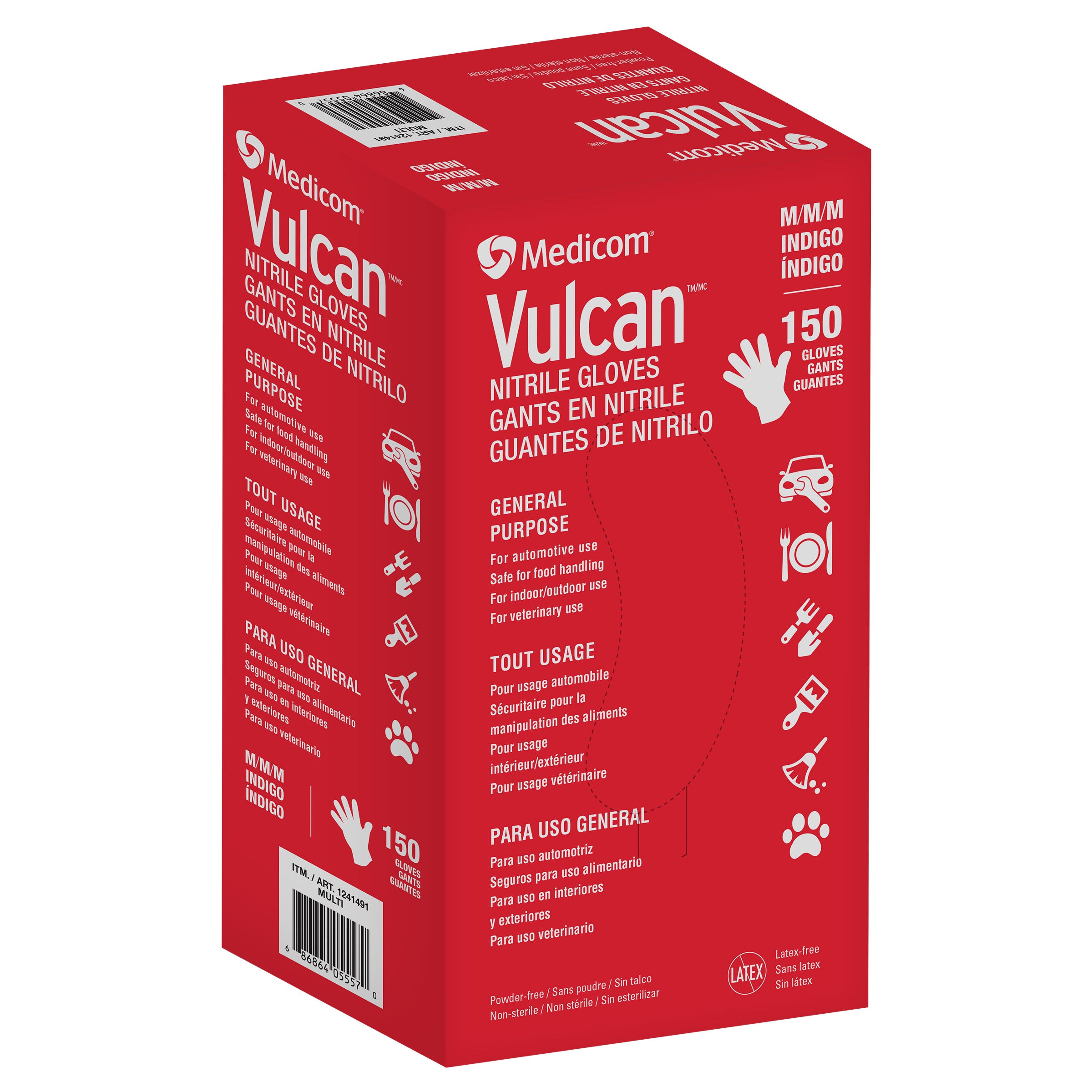 VULCAN NITRILE + POWDER FREE GLOVES 150CT MEDIUM - Image 1