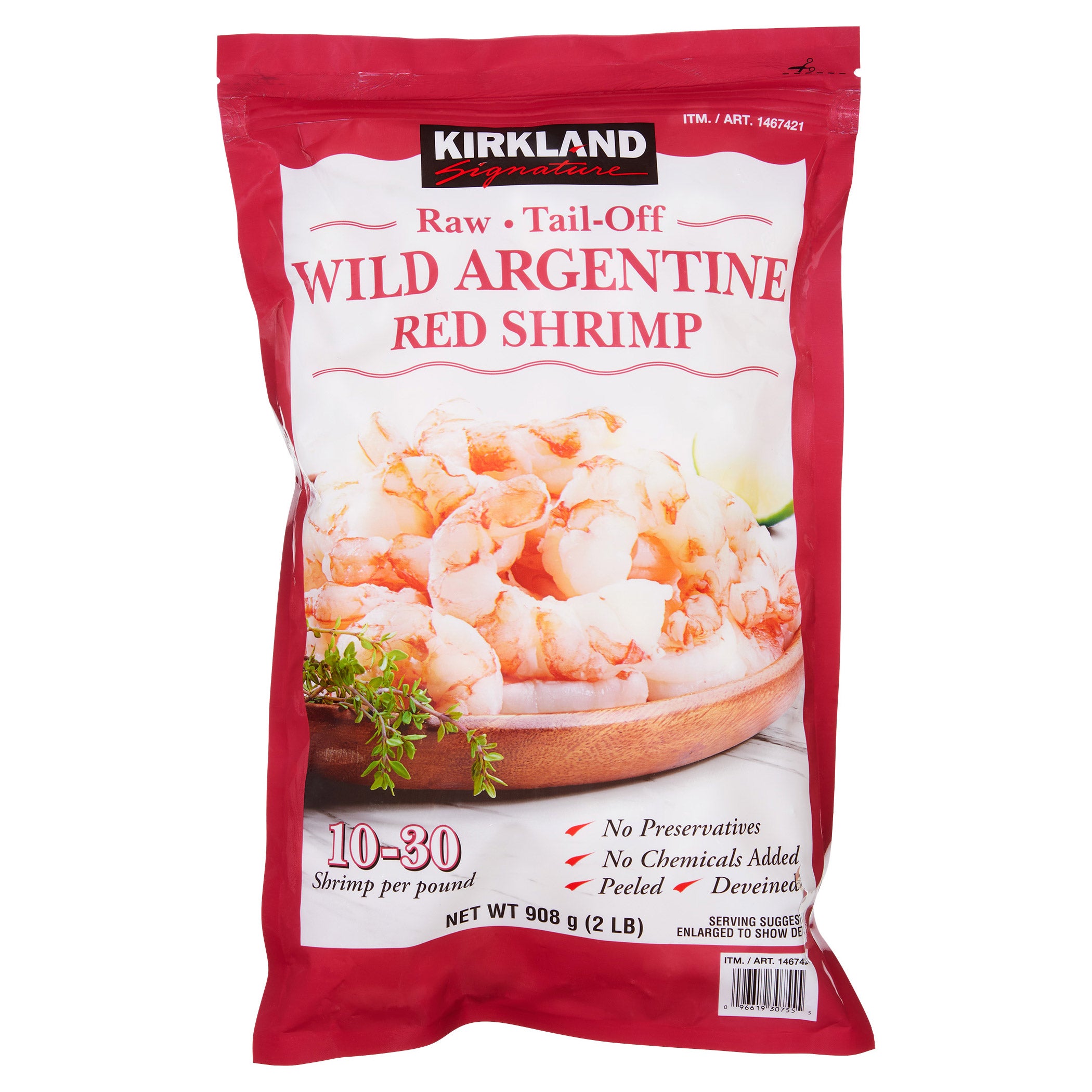 KIRKLAND SIGNATURE ARGENTINE RED SHRIMP 10/30 WILD RAW 2 LBS