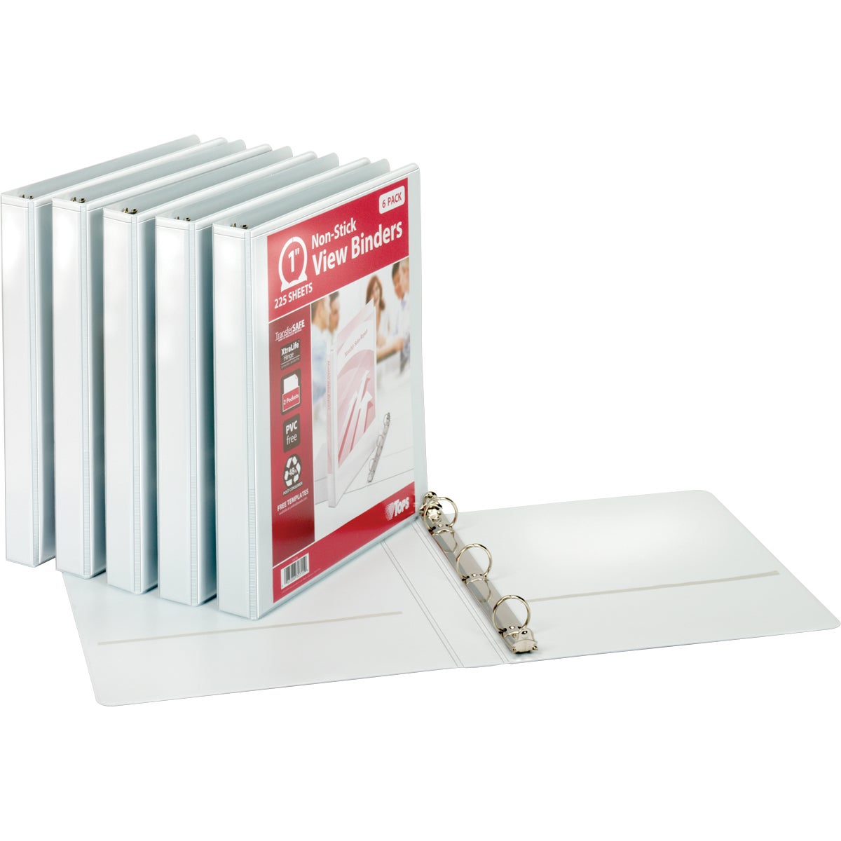 TOPS VIEW BINDER 1¨ ROUND RING WHITE 6 PK