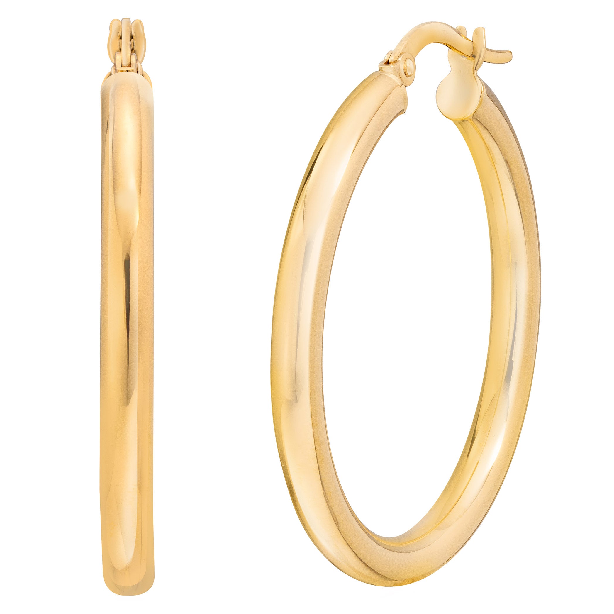14KT YELLOW GOLD HOOP EARRINGS MADE IN ITALY - Image 1