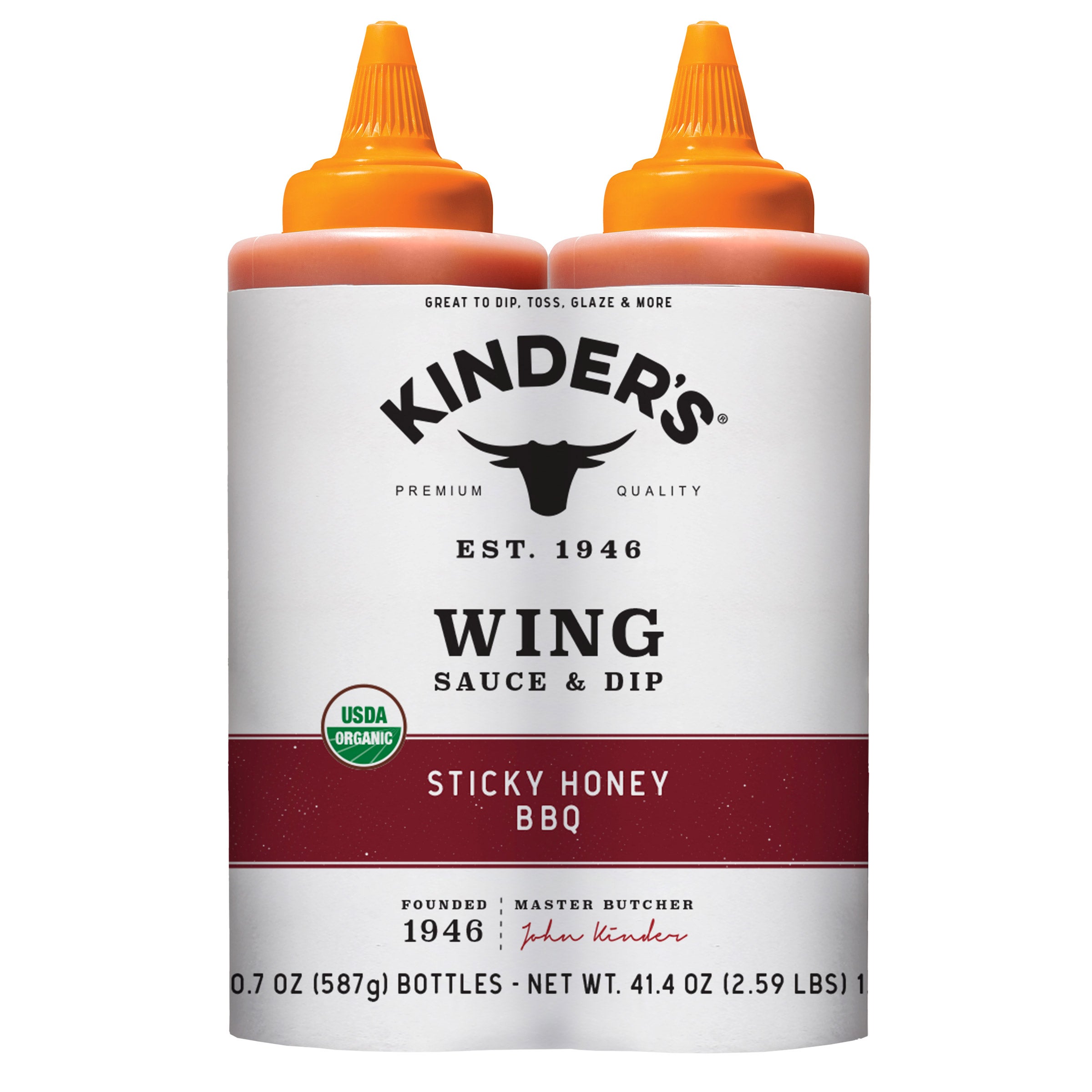 KINDER'S ORGANIC STICKY HONEY BBQ 2/20.7 OUNCE BOTTLES