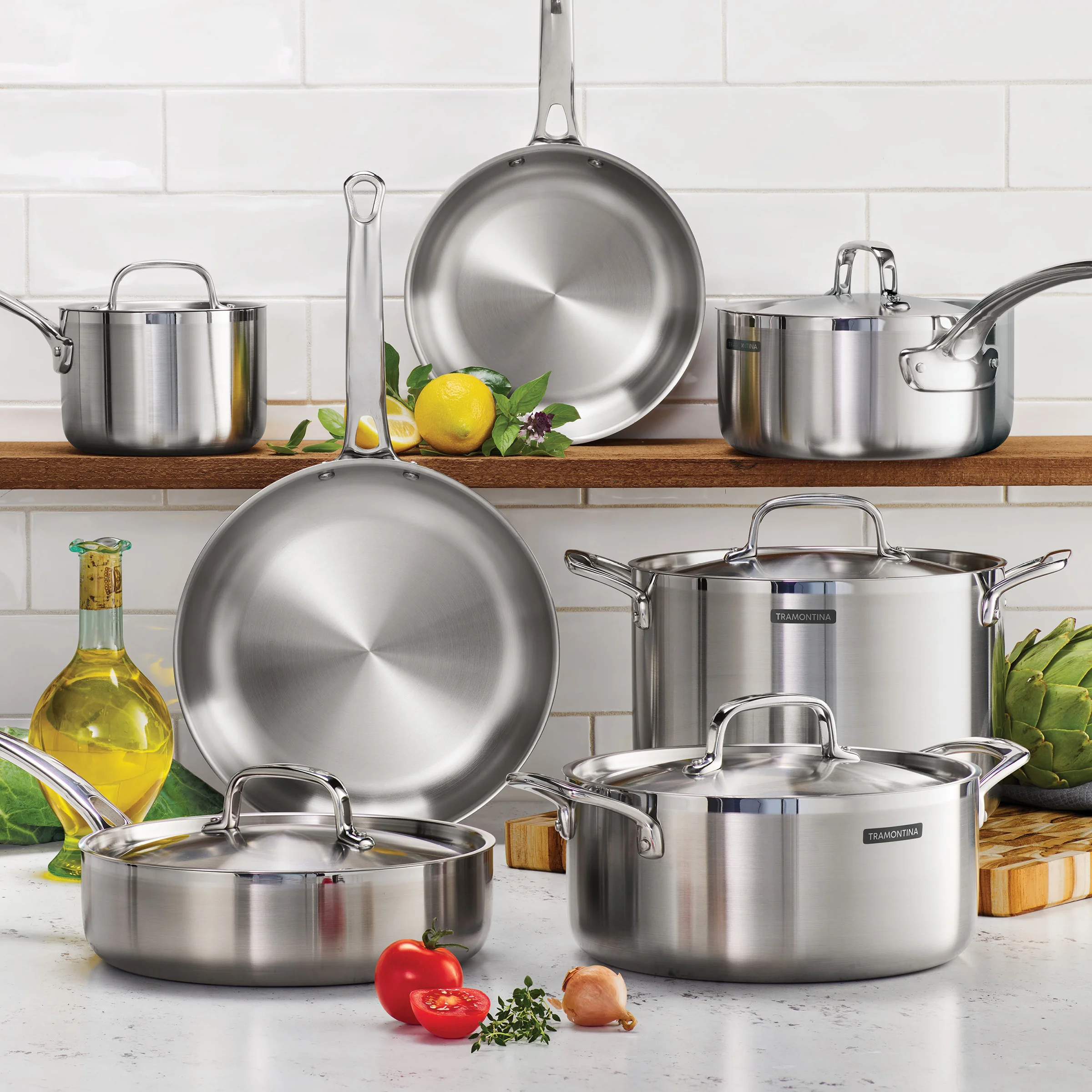 TRAMONTINA 12-PIECE STAINLESS STEEL COOKWARE SET - Image 1