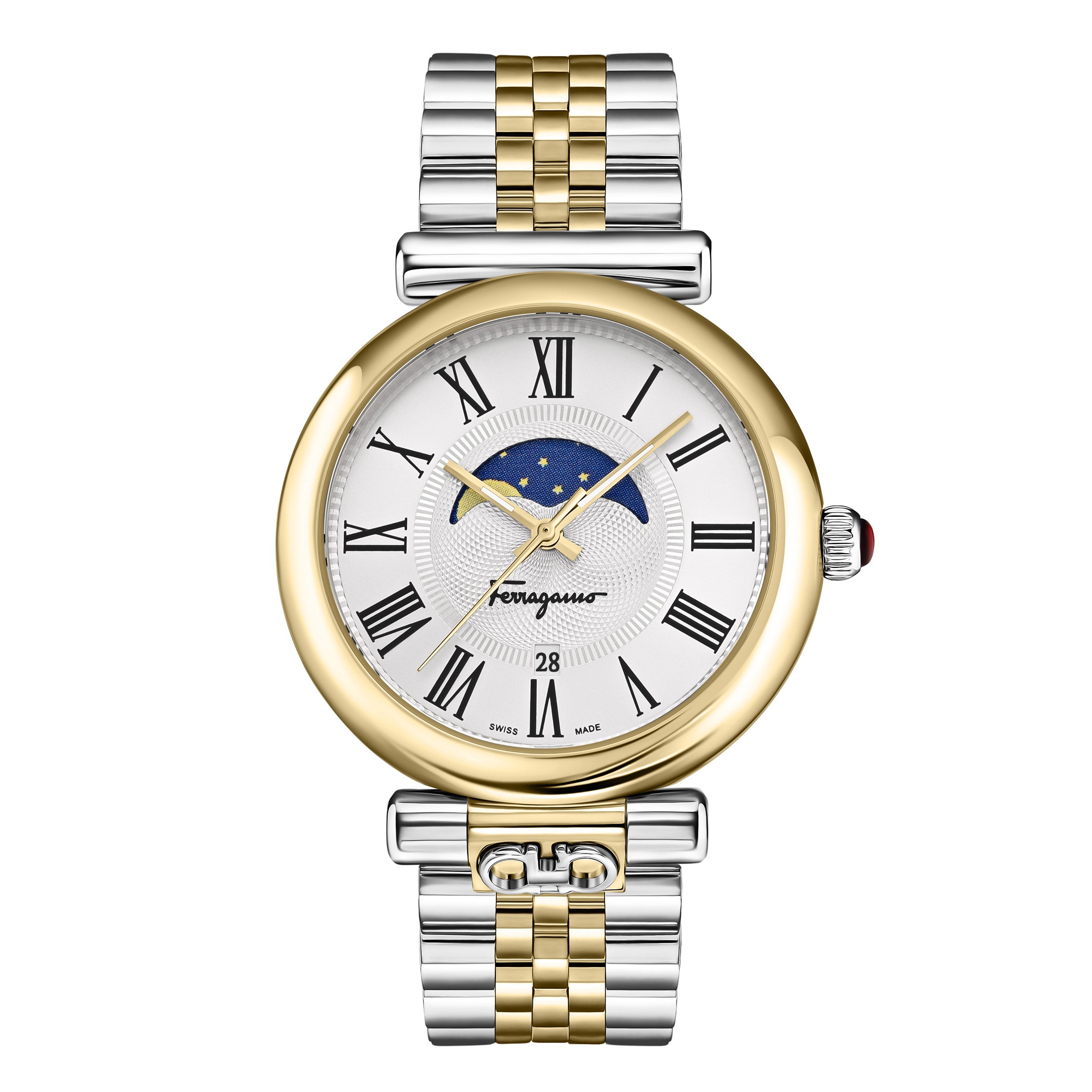 FERRAGAMO ORA MOONPHASE SUNRAY DIAL LADIES QUARTZ WATCH