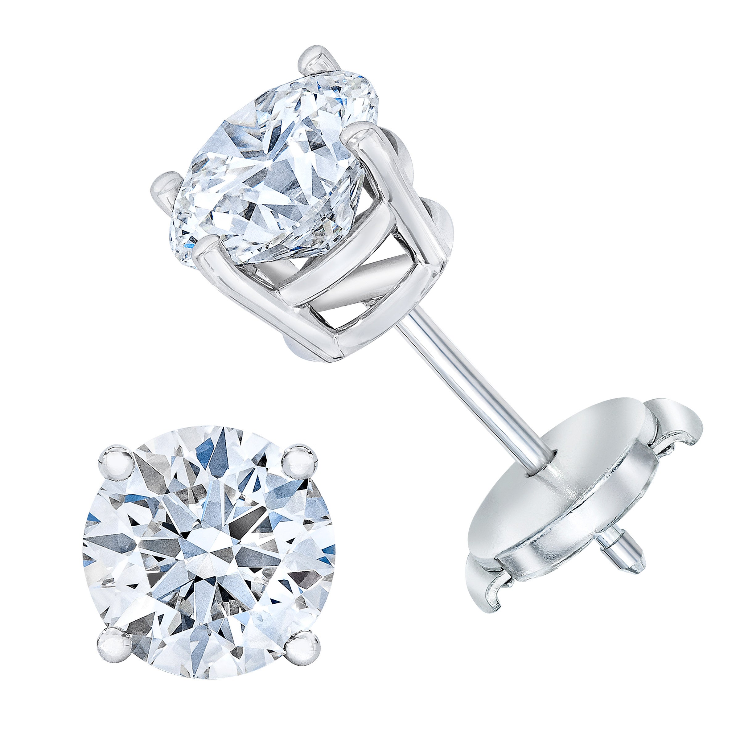 2.61CTW ROUND DIAMOND PLATINUM STUD EARRINGS VS1 CLARITY "I" COLOR