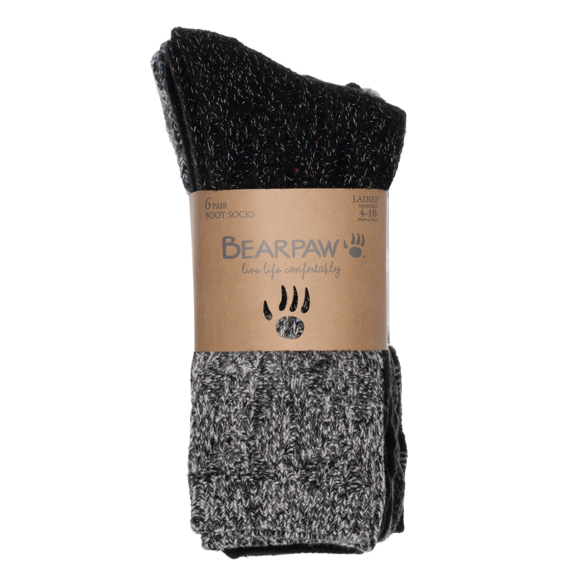 BEARPAW WOMEN'S BOOT SOCK 6 PAIR - Image 1